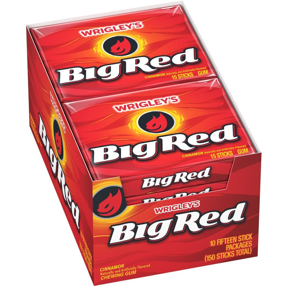Big Red Wrigley's Cinnamon Chewing Gum Bulk Pack, 15 Count(Pack Of 10)