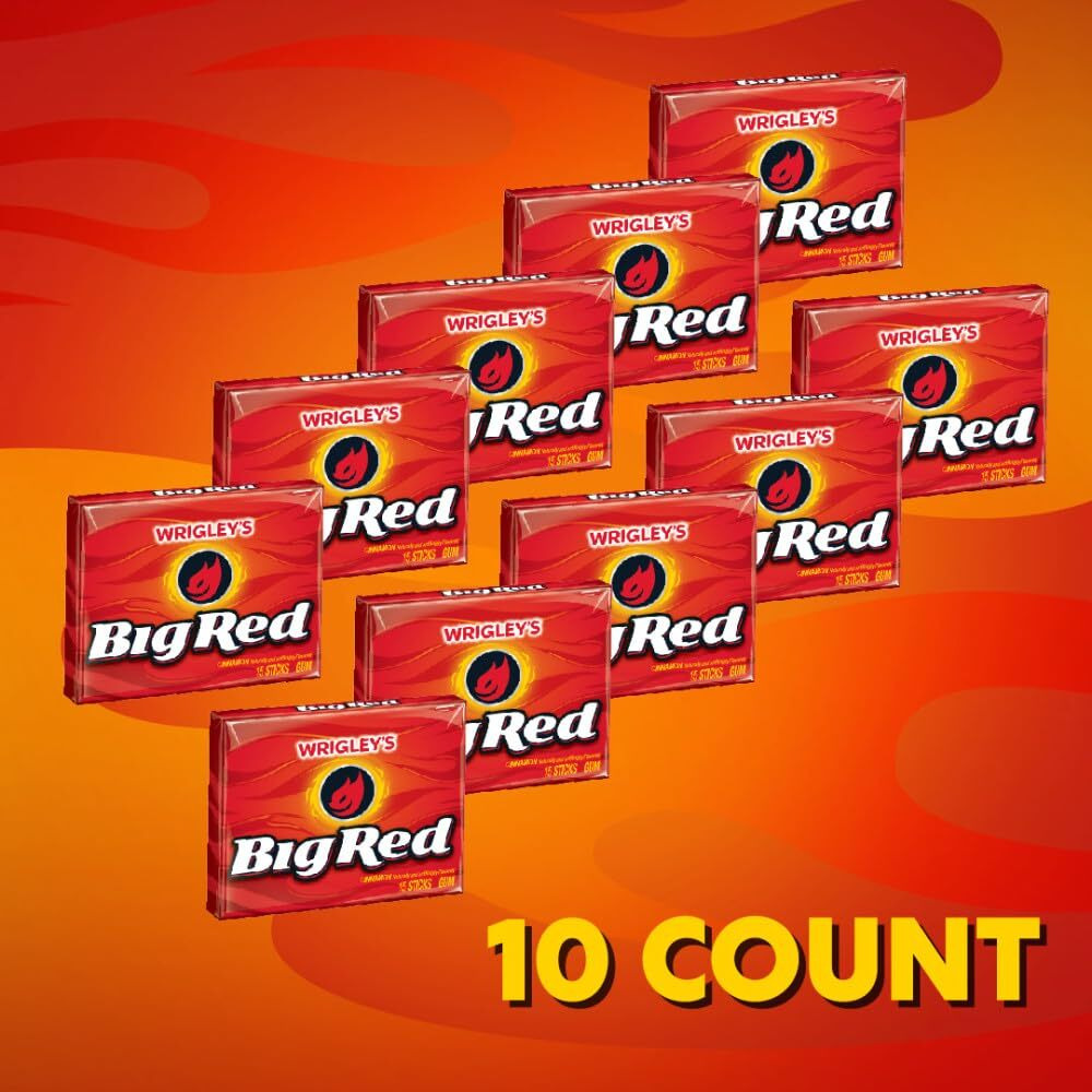 Big Red Wrigley's Cinnamon Chewing Gum Bulk Pack, 15 Count(Pack Of 10)