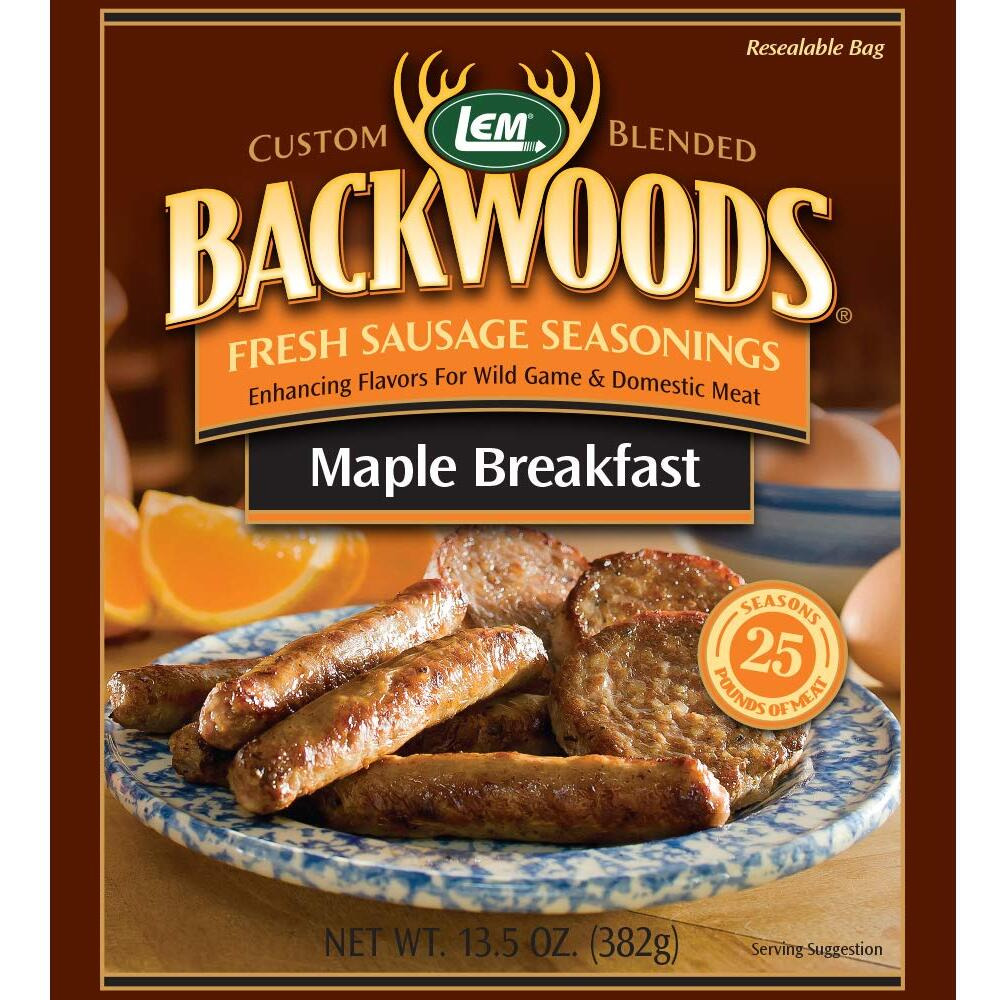 Lem Products Backwoods Maple Breakfast Fresh Sausage Seasoning, Ideal For Wild Game And Domestic Meat, Seasons Up To 25 Pounds Of Meat, 13.5 Ounce Packet