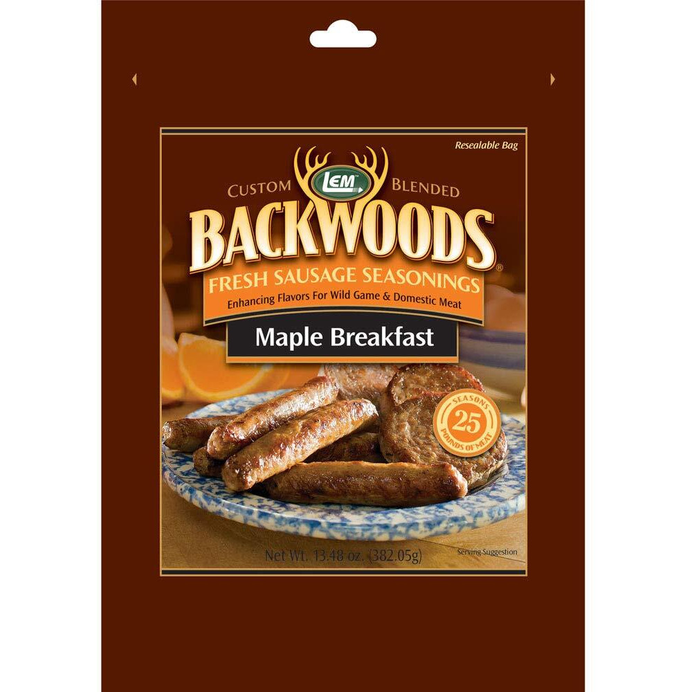 Lem Products Backwoods Maple Breakfast Fresh Sausage Seasoning, Ideal For Wild Game And Domestic Meat, Seasons Up To 25 Pounds Of Meat, 13.5 Ounce Packet