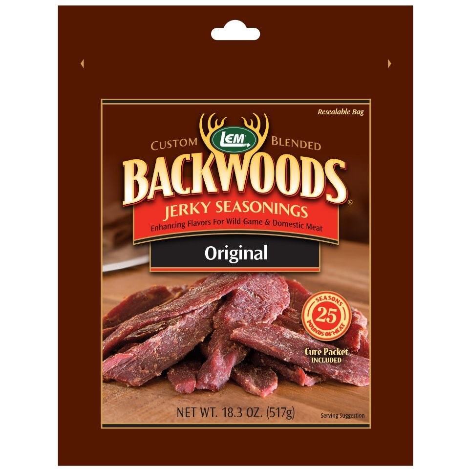 Lem Products Backwoods Original Jerky Seasoning, Ideal For Wild Game And Domestic Meat, Seasons Up To 25 Pounds Of Meat, 18.3 Ounce Packet With Pre-Measured Cure Packet Included