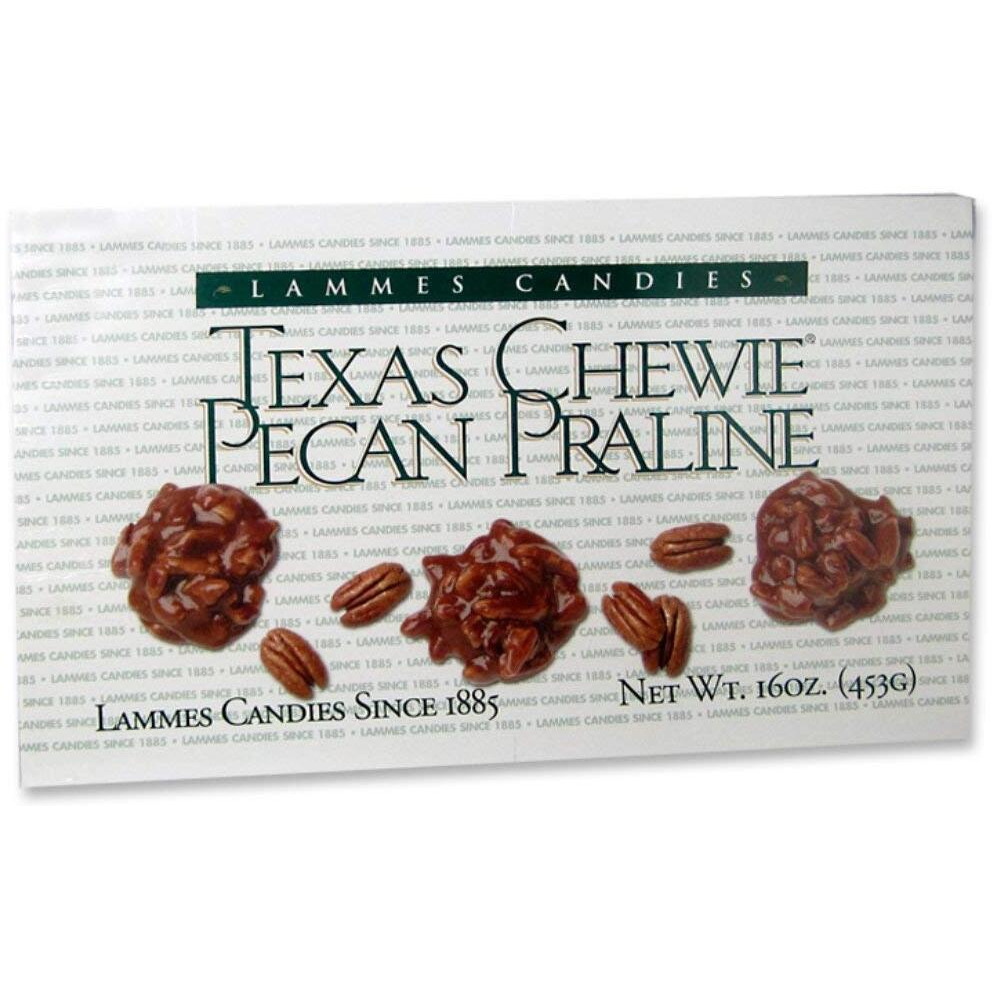 Lammes Candies Texas Chewie Pecan Praline 16Oz Caramel Pecans Pralines Boxes Individually Wrapped Chewies