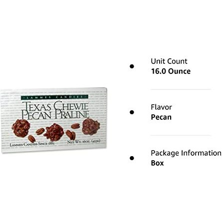 Lammes Candies Texas Chewie Pecan Praline 16Oz Caramel Pecans Pralines Boxes Individually Wrapped Chewies