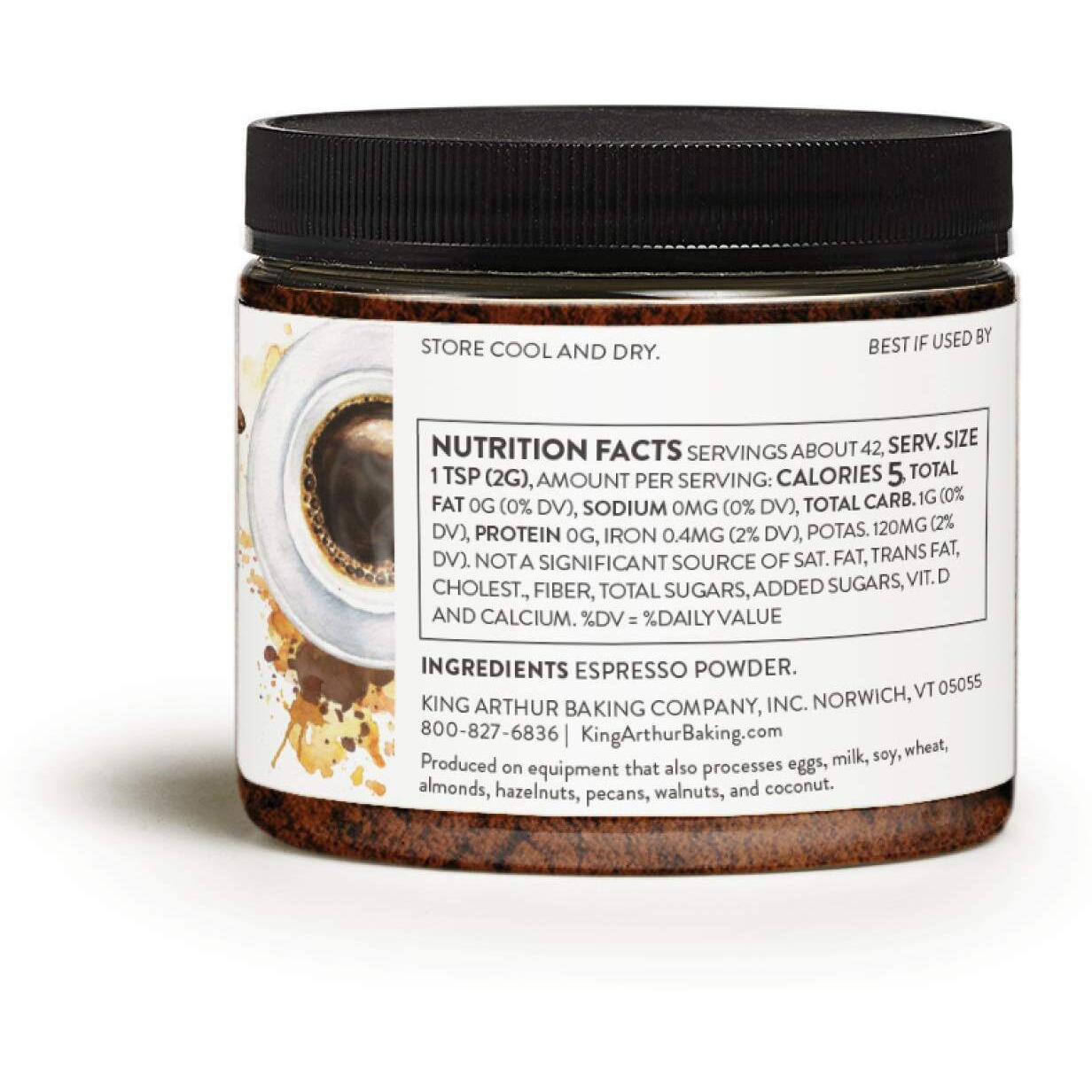 King Arthur, Espresso Powder, Certified Kosher, Reusable Plastic Jar, 3 Ounces