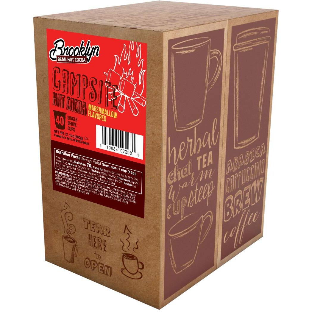 Brooklyn Beans Campsite Chocolate Mashmallow Hot Cocoa Pods, Compatible With 2.0 K-Cup Brewers, 40 Count