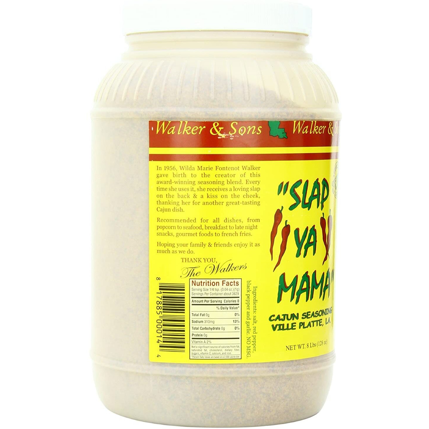 Slap Ya Mama Cajun Seasoning From Louisiana, Original Blend, Msg Free And Kosher, 8 Pound Restaurant Size Jar
