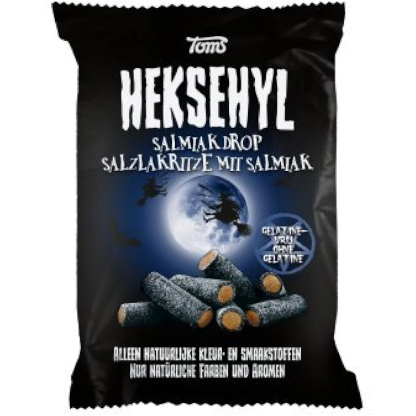 Licorice In Bag - Pingvin Tom Heksehyl Zout (Zoute Salmiak Staafjes/Salty Sticks Filled With Salmiak),10.6 Oz