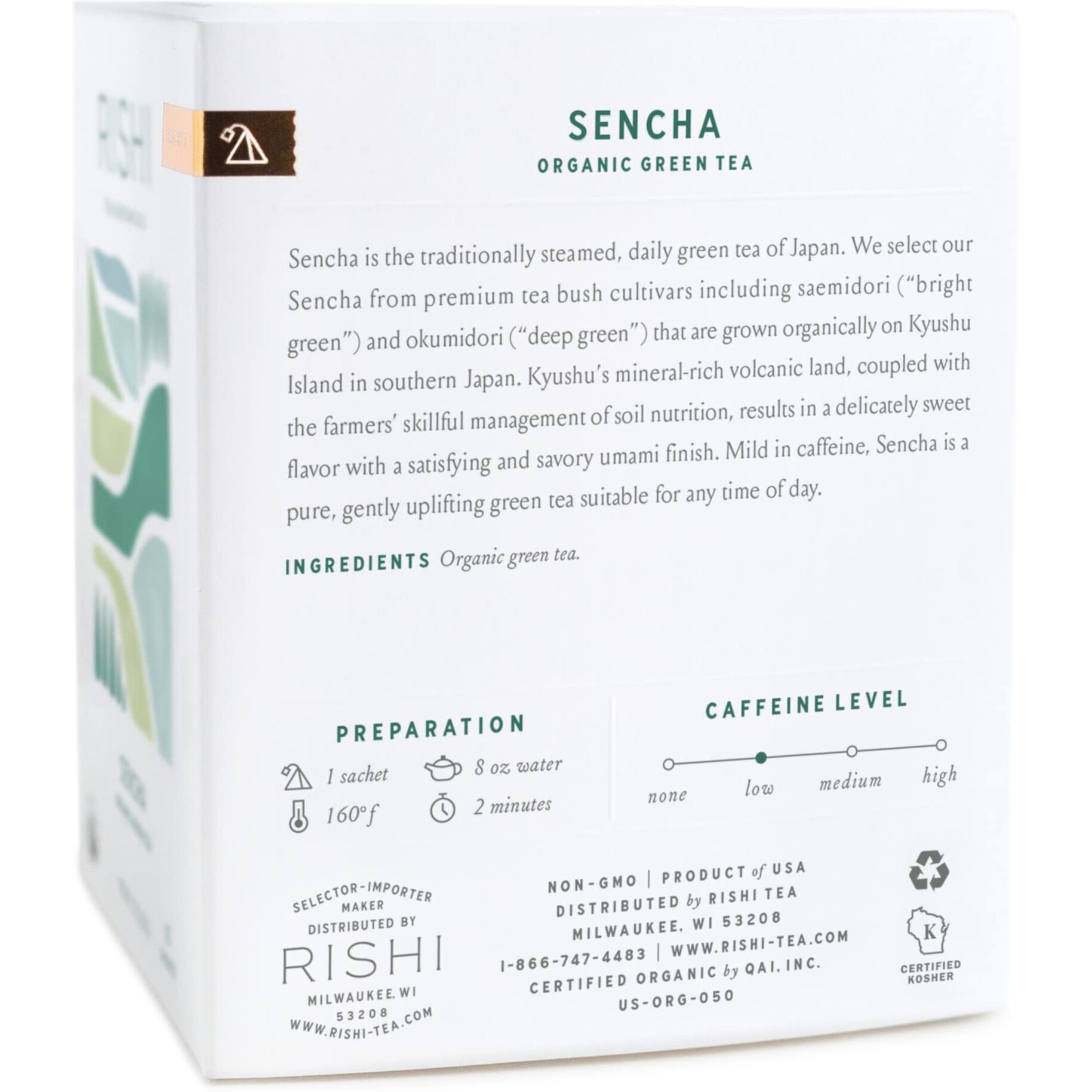 Rishi Tea Sencha Green Tea | Usda Organic Direct Trade Sachet Tea Bags, Certified Kosher Caffeinated Japanese Green Tea | 15 Count (Pack Of 1)
