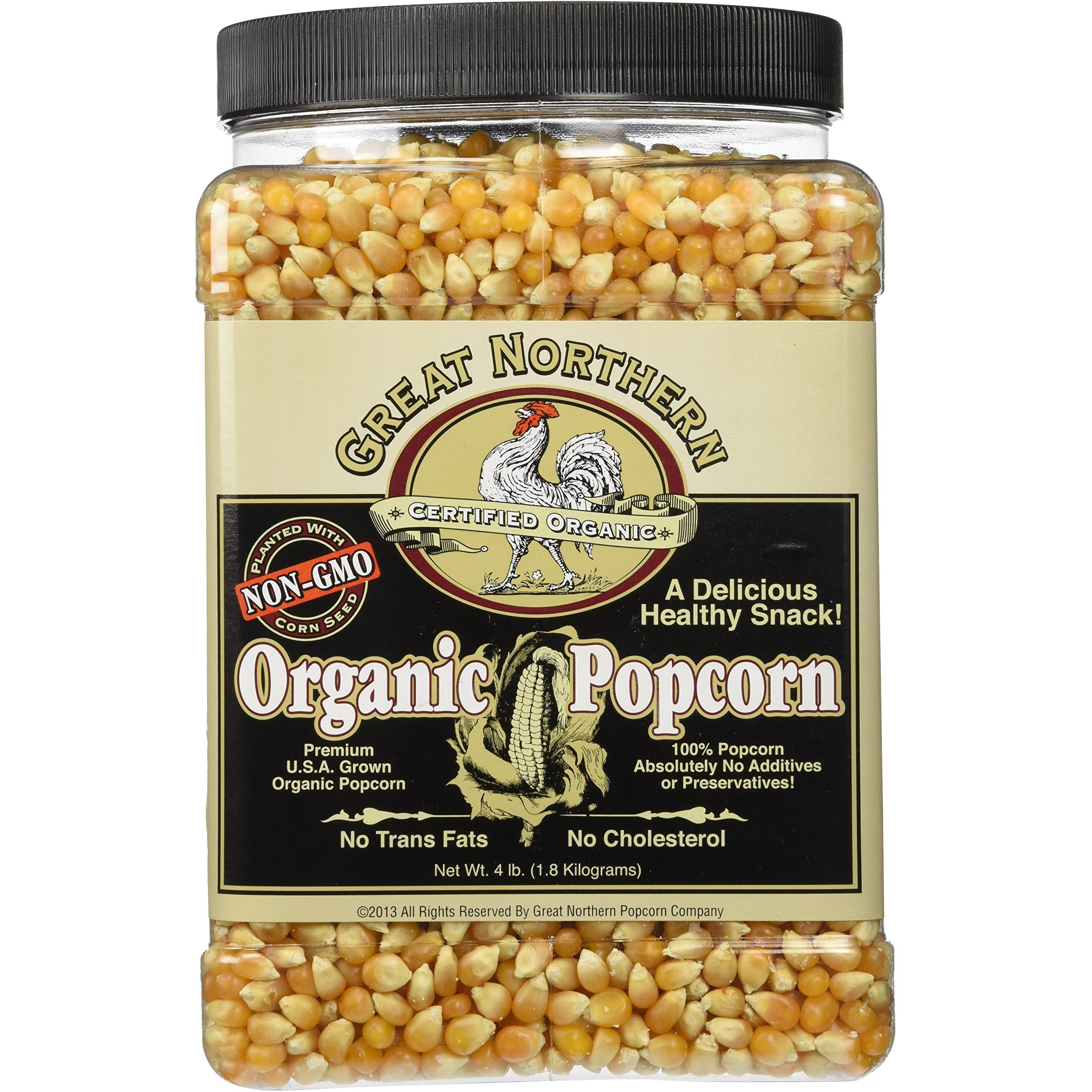 Organic Popcorn Kernels - 4Lb Resealable Bulk Jug Of Yellow Gourmet Popping Corn For Microwave, Stovetop, And Popper Machine By Great Northern Popcorn