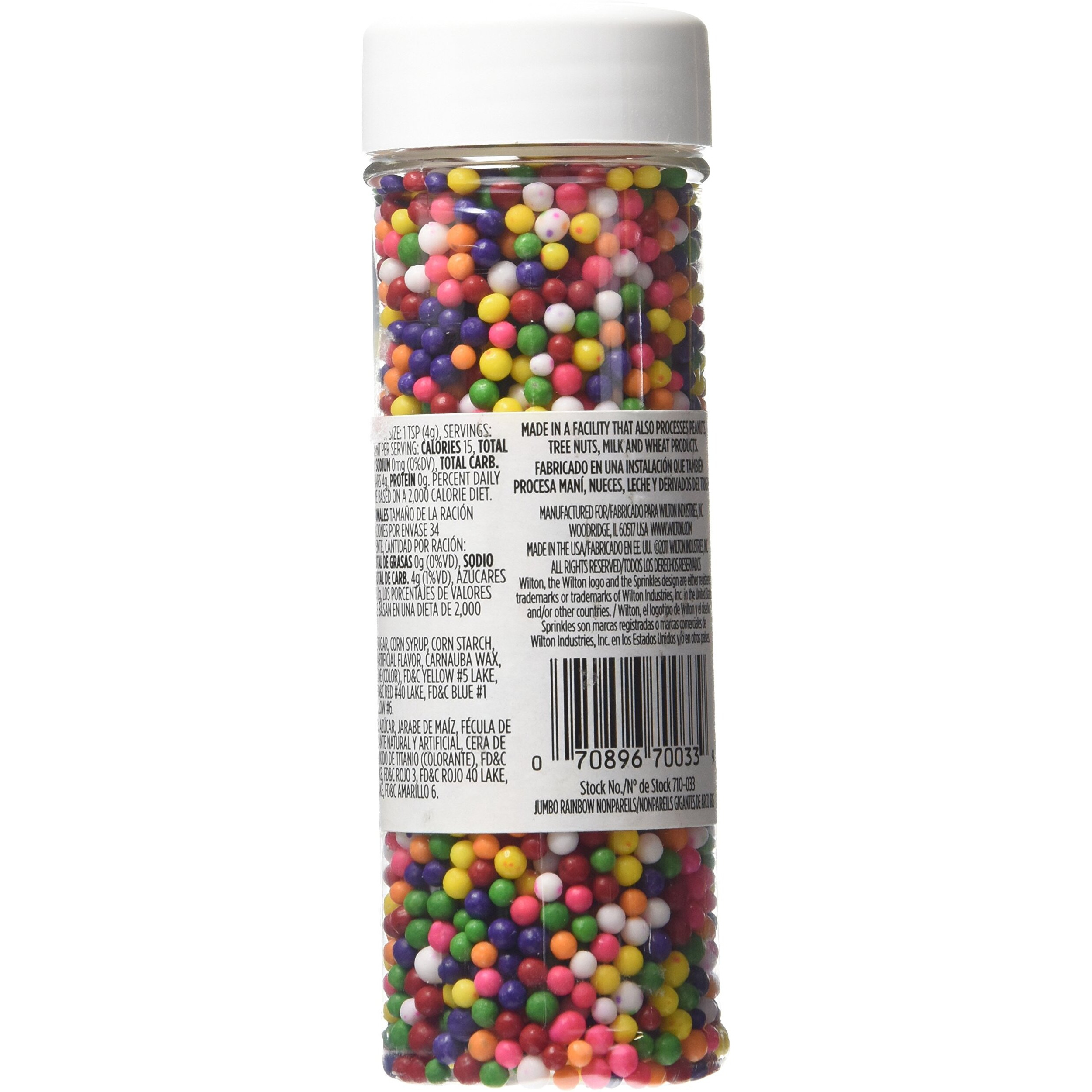 Wilton Rainbow Nonpareils Food Decorative Baking Essentials, 4.8 Oz, Multicolored