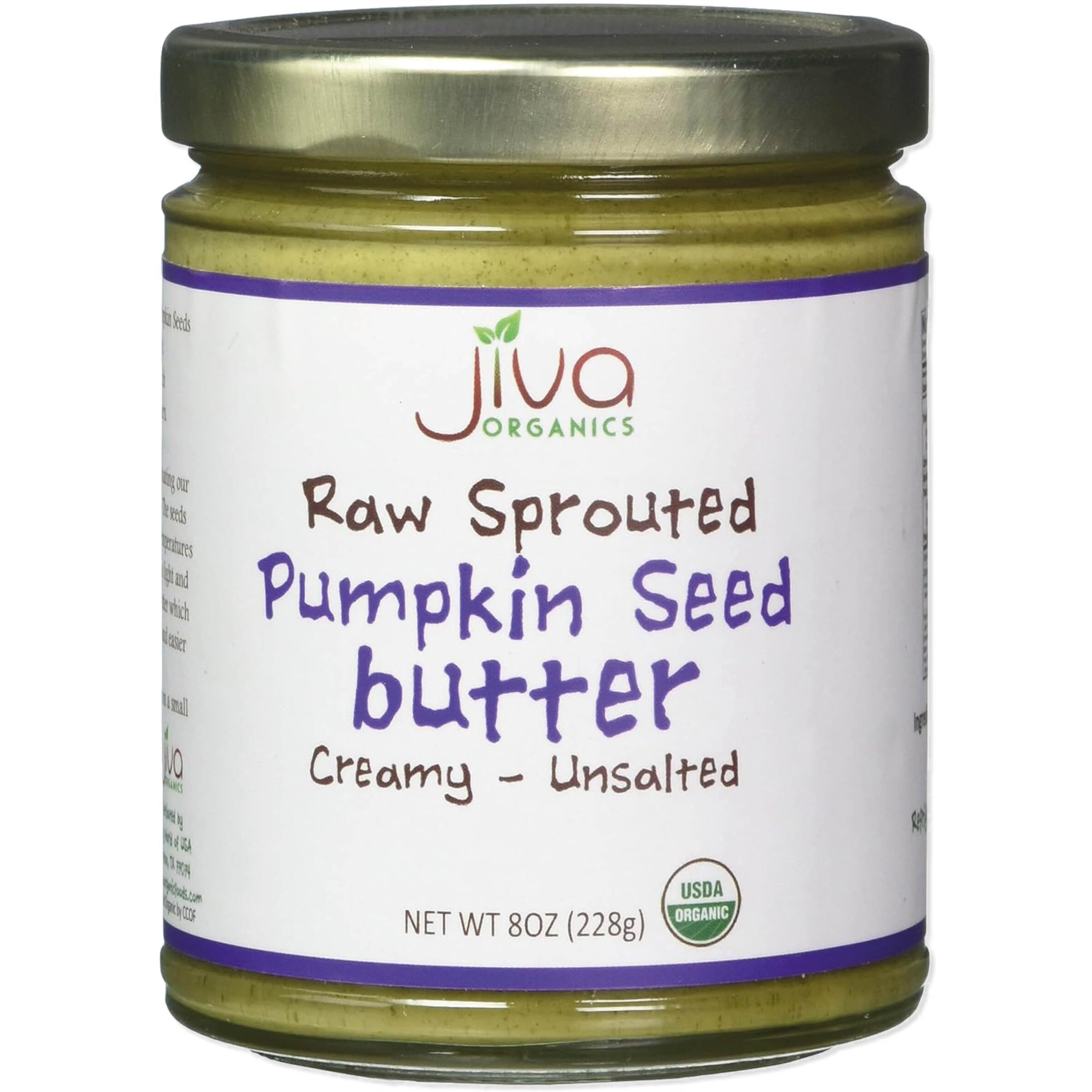 Jiva Organics Raw Sprouted Organic Pumpkin Seed Butter 8-Ounce Jar