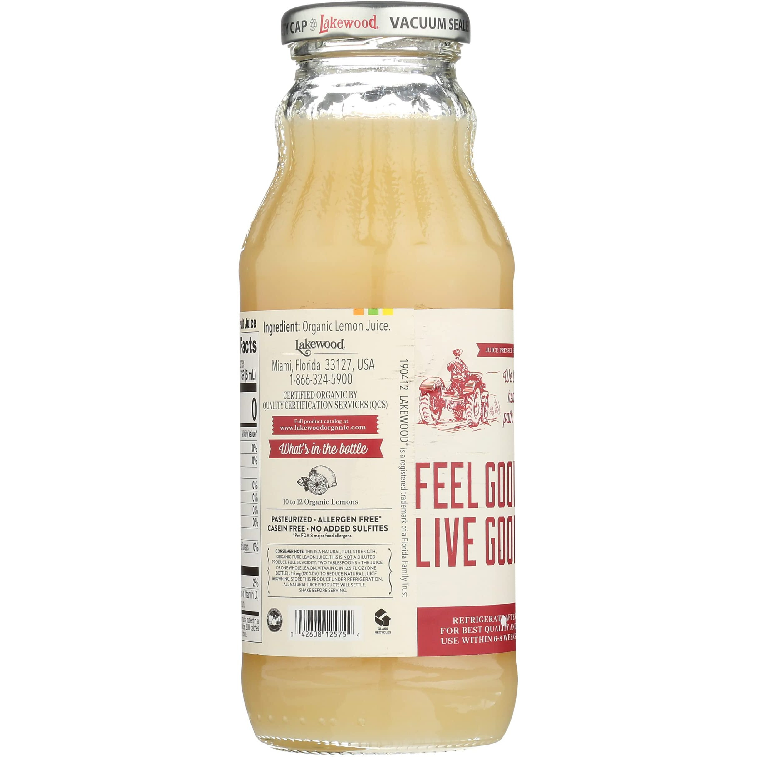 Lakewood, Organic Lemon Juice, 12.5 Oz