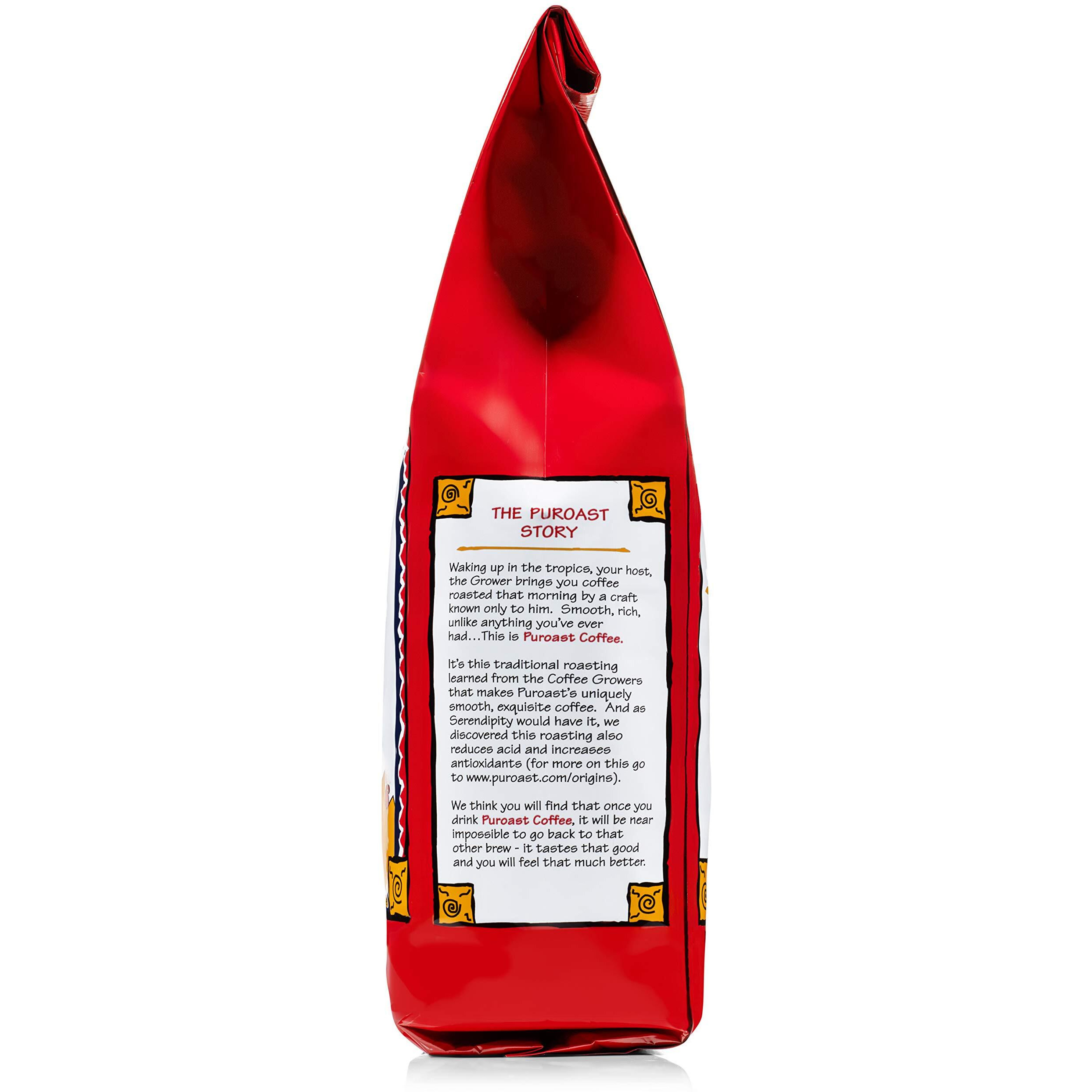 Puroast Low Acid Whole Bean Coffee, Decaf French Roast, 2.5 Pound Bag