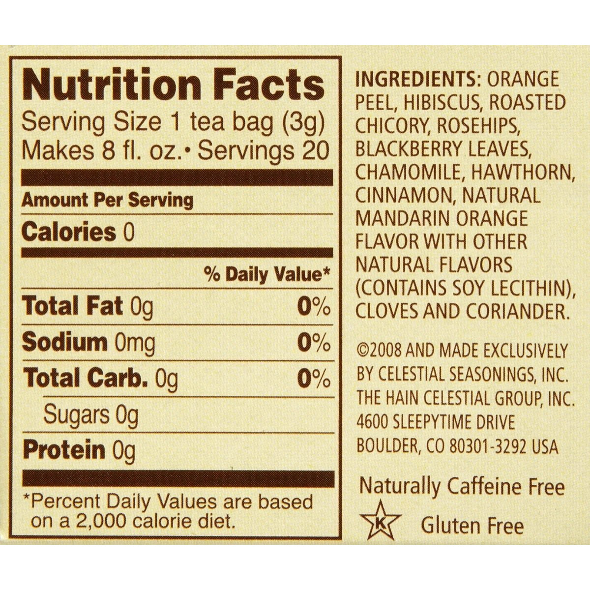 Celestial Seasonings Mandarin Orange Spice Tea Bags, 20 Count (Pack Of 2)