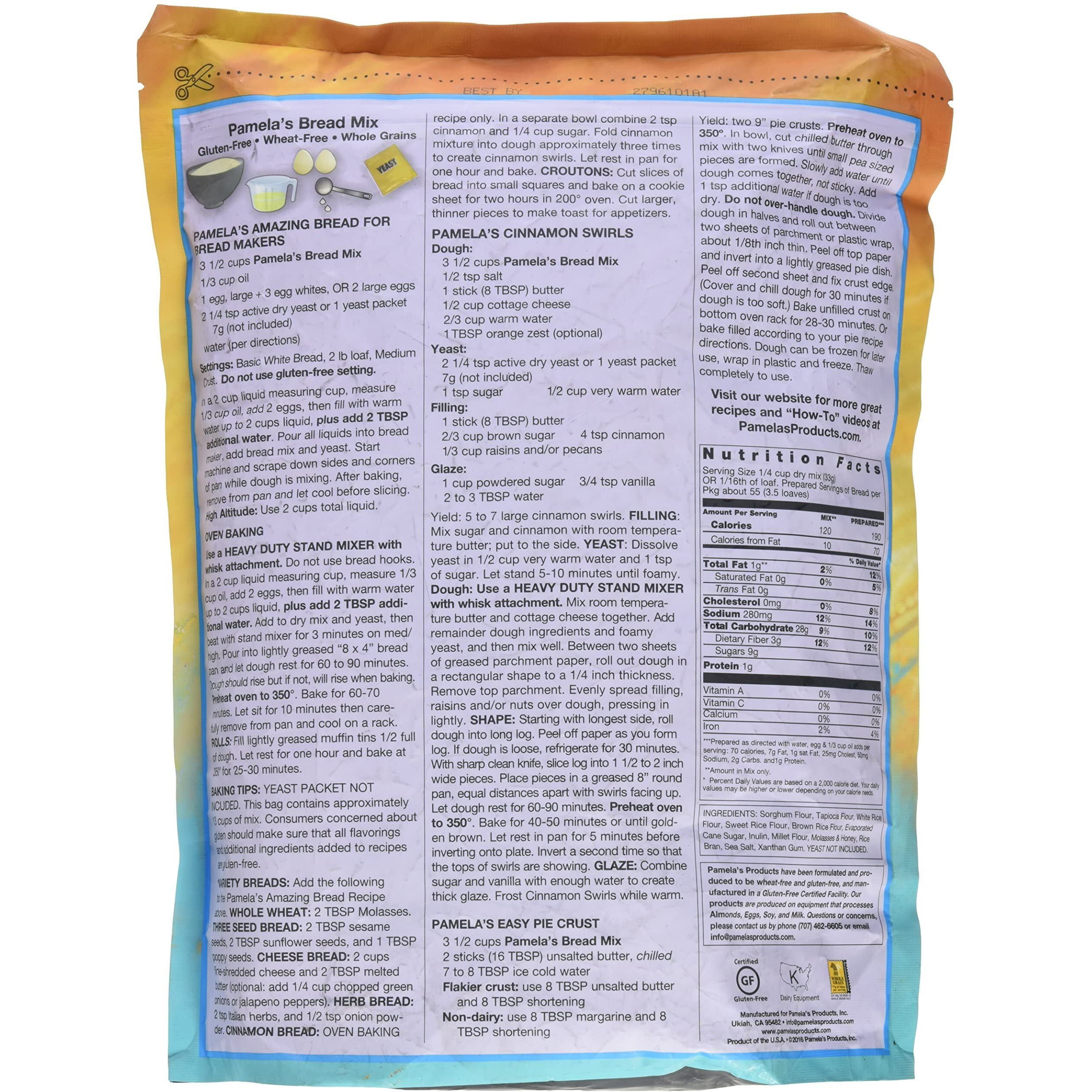 Pamela's Products Amazing Gluten-Free Bread Mix, 4-Pound Bag
