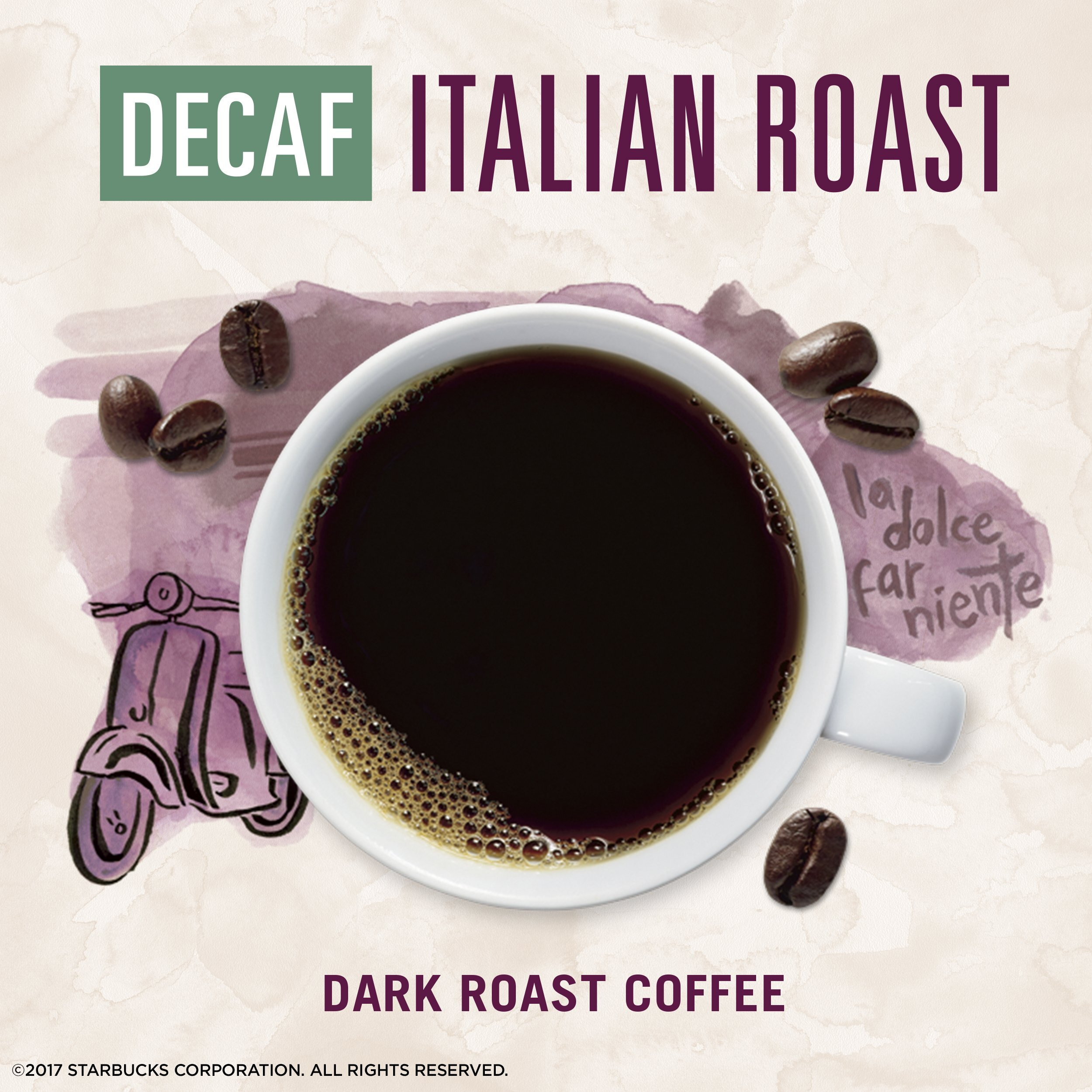 Starbucks Via Ready Brew, Decaf Italian Dark Roast Instant Coffee, 7-Count Each (2 Pack)