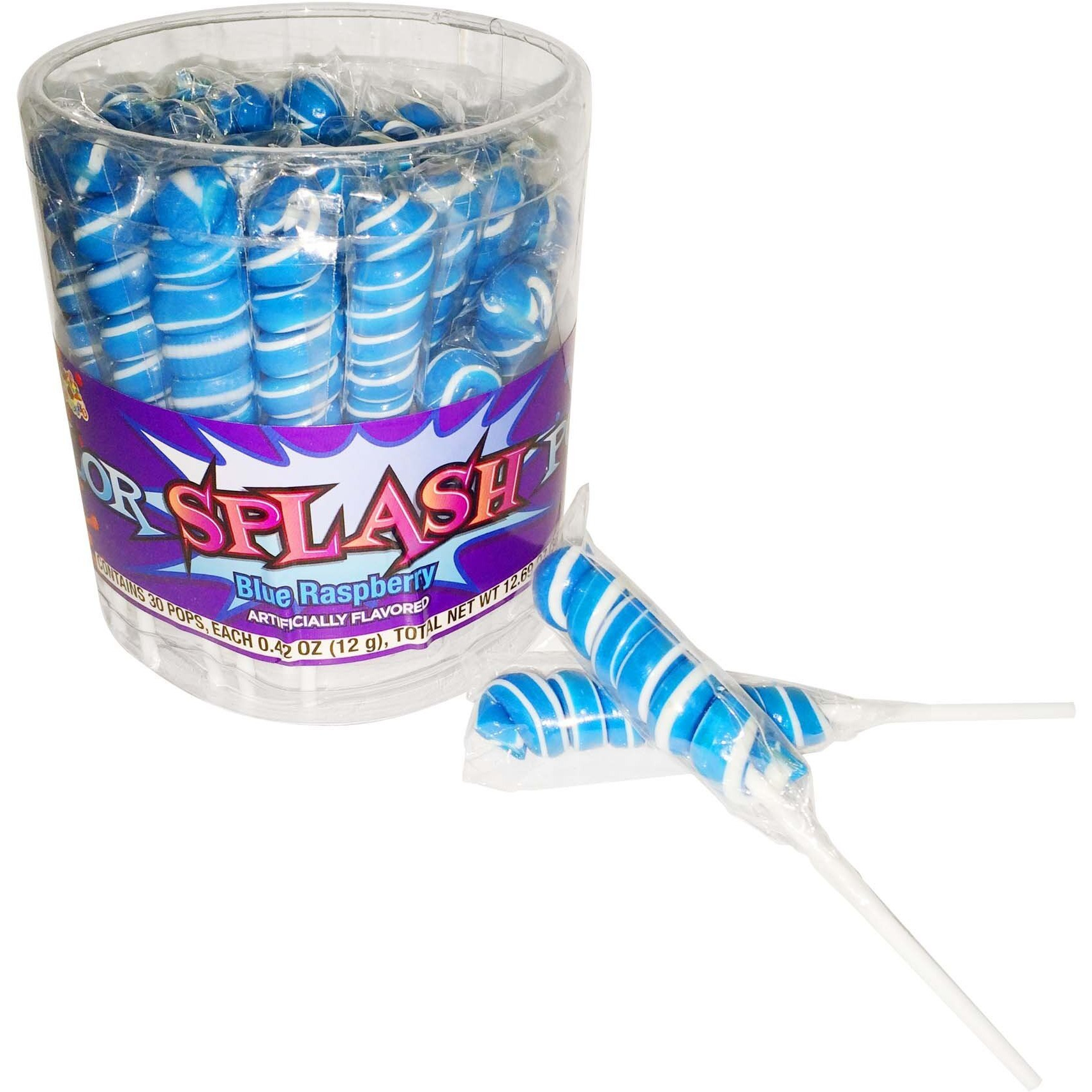 Colorsplash Lollipops Jar, 30 Pops, 12.69 Oz, Blue Raspberry