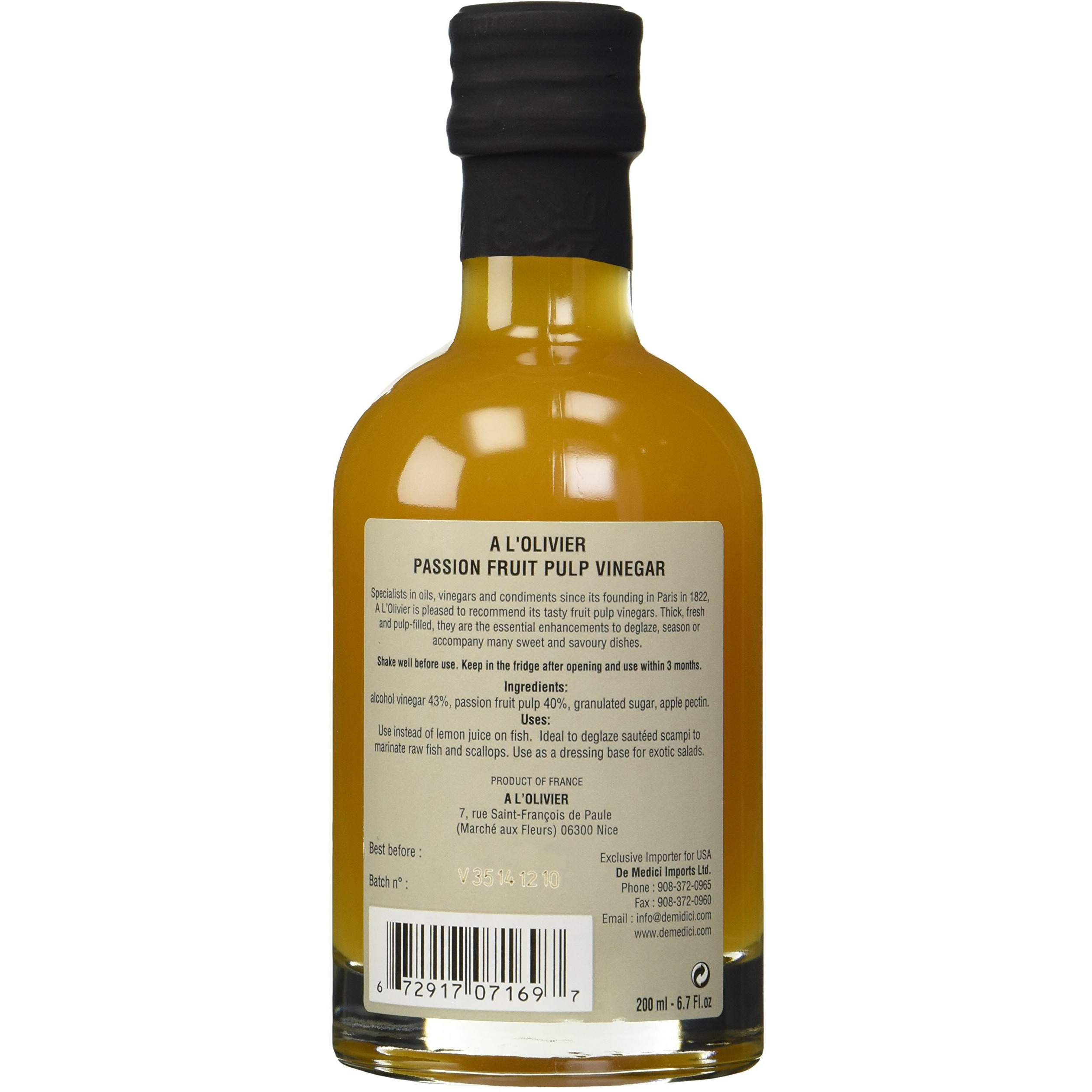 A L Olivier Passion Fruit Vinegar, 6.76 Fz