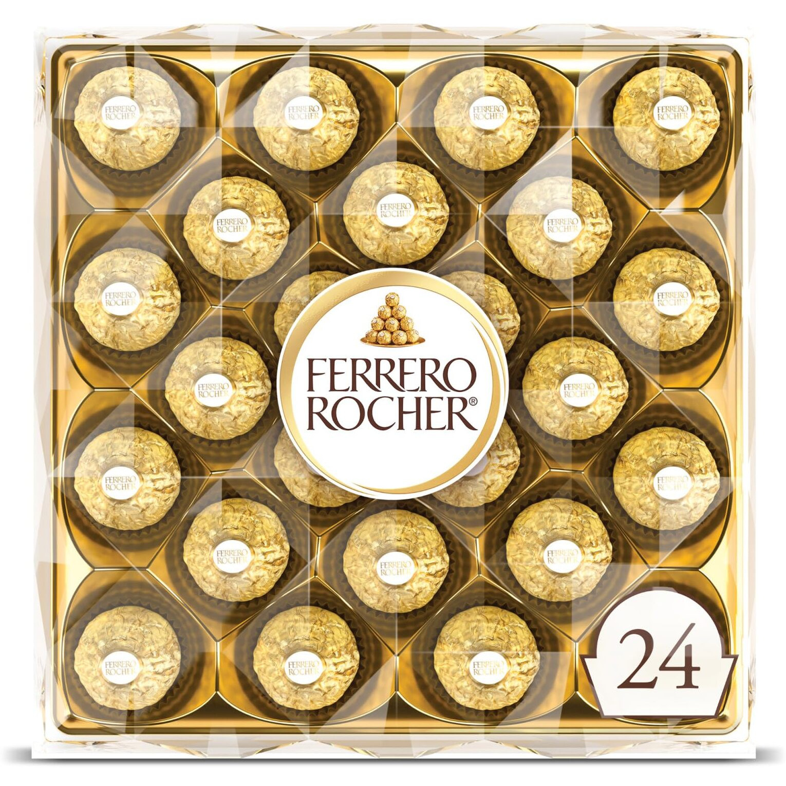 Ferrero Rocher, 24 Count, Premium Gourmet Milk Chocolate Hazelnut, Individually Wrapped Candy For Gifting, Mother's Day Gift, 10.5 Oz