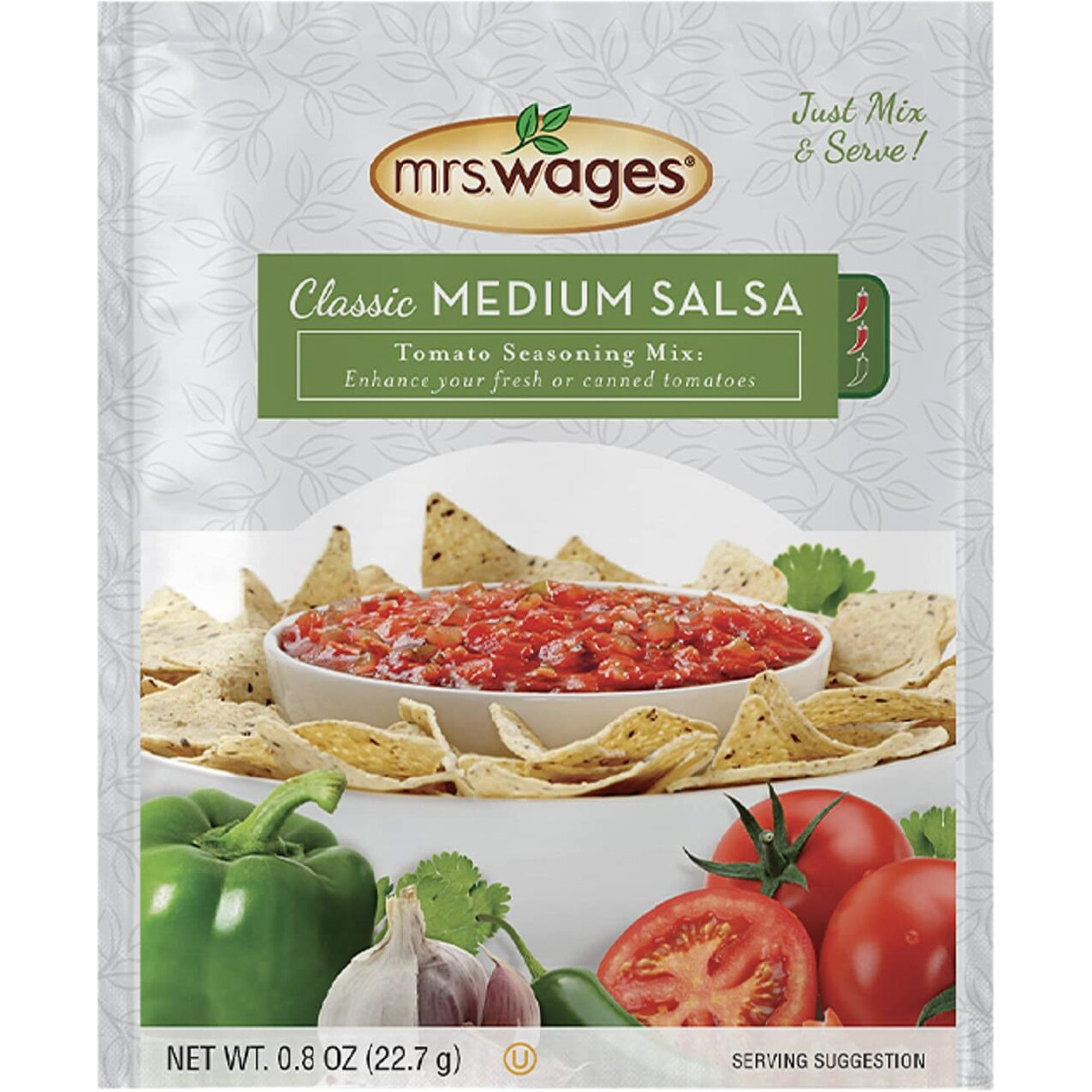 Mrs. Wages Medium Classic Salsa Seasoning Mix, .8 Oz Pouches (Value Pack Of 12)