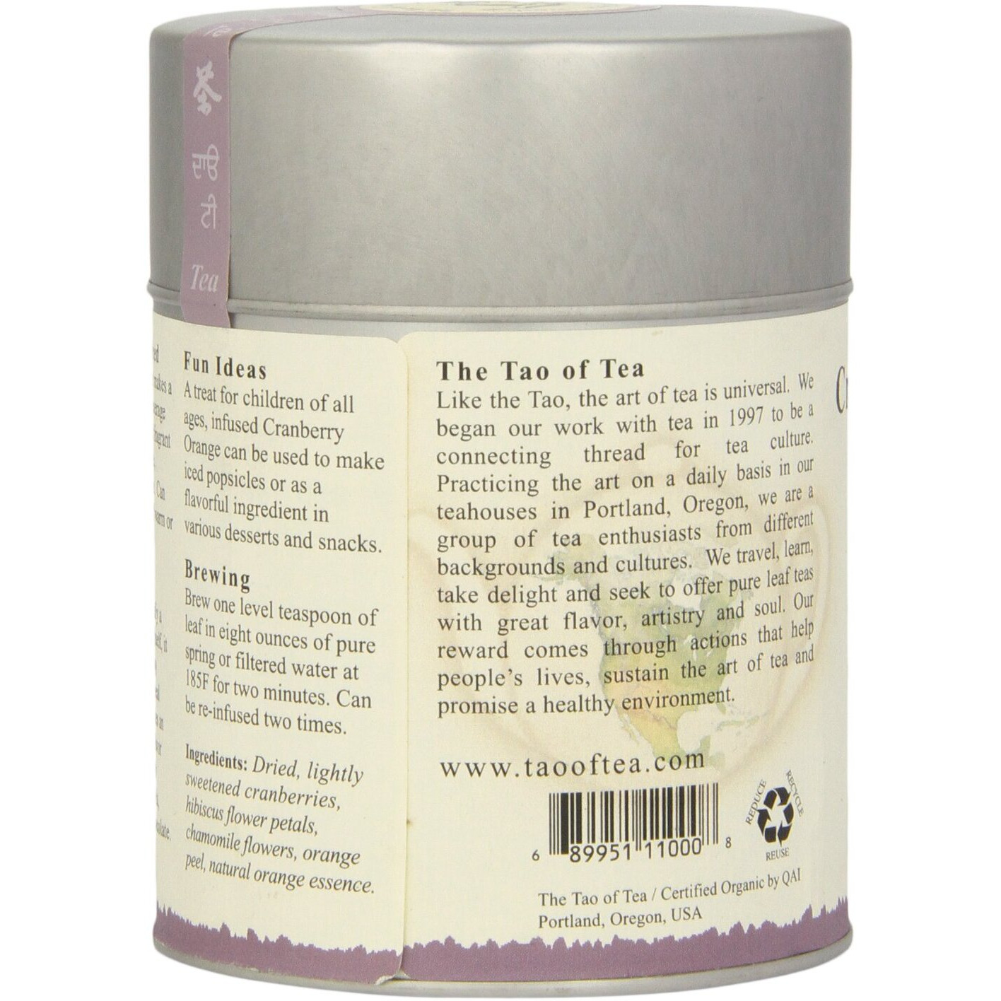 The Tao Of Tea, Cranberry Orange Herbal Tea, 4 Ounce Tin