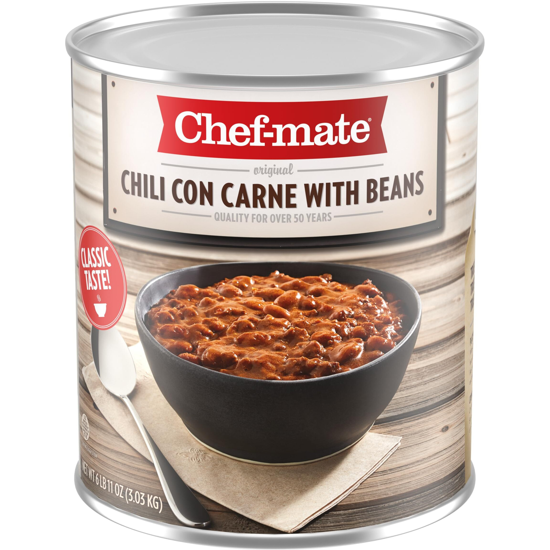 Chef-Mate Beef Chili, Canned Beans With Meat, 6 Lb 11 Oz