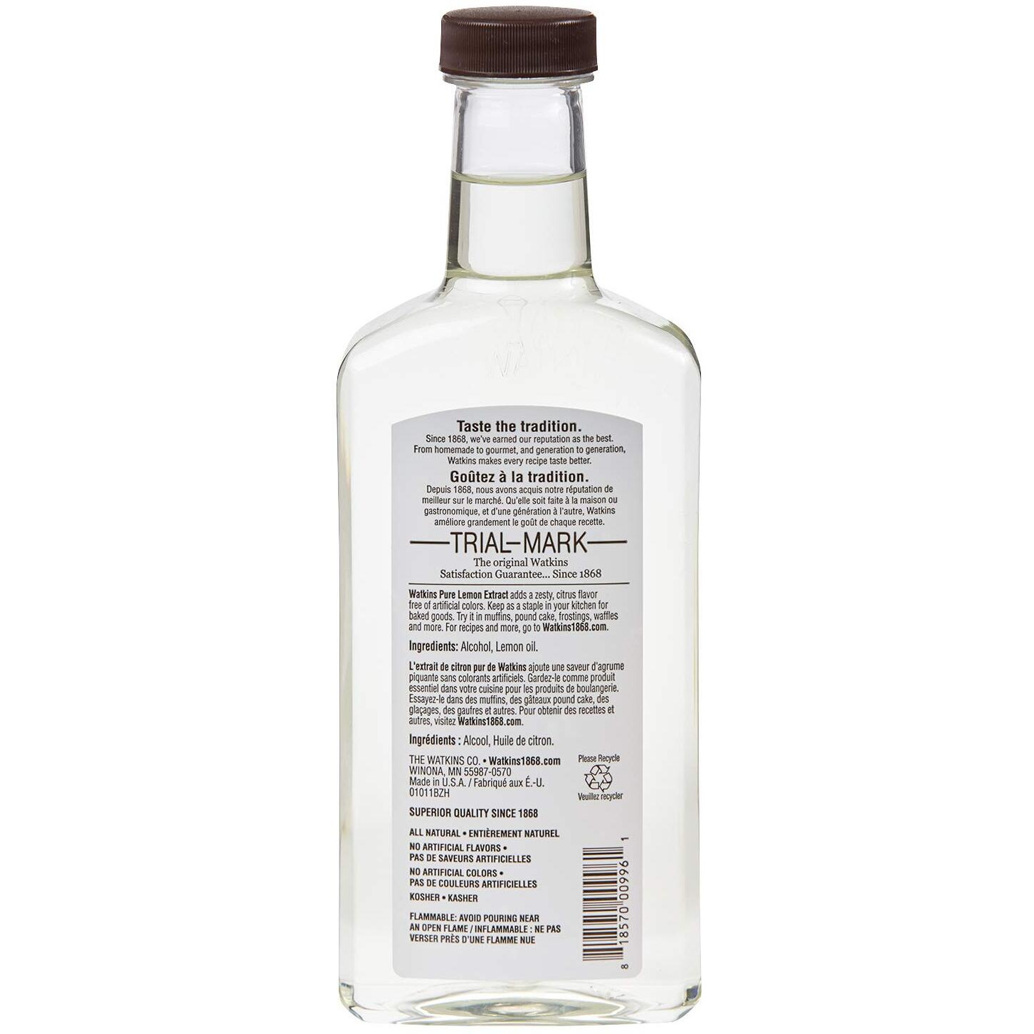 Watkins Pure Lemon Extract, 11 Oz. Bottle, 1 Count (Packaging May Vary)