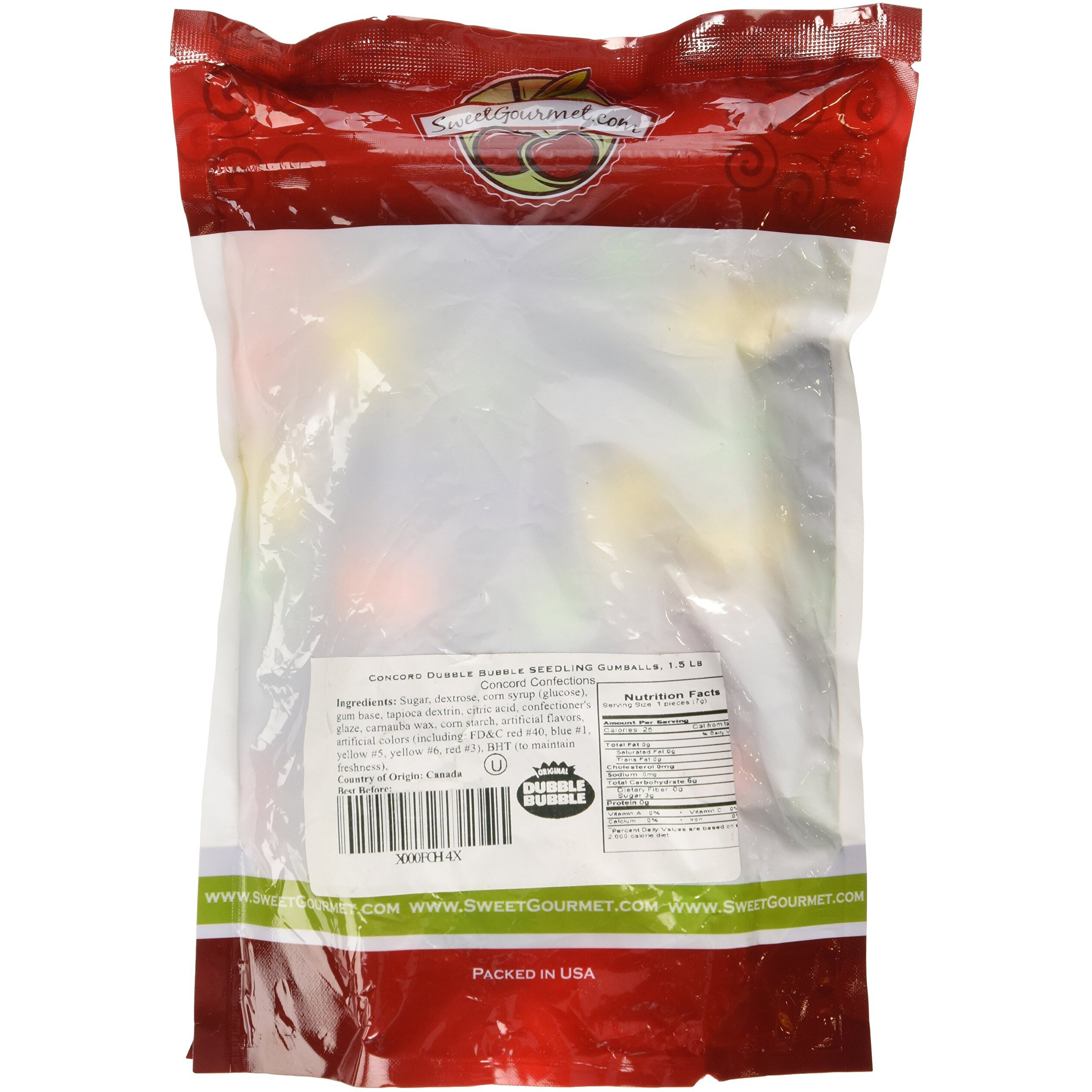 Sweetgourmet Concord Dubble Bubble Seedling Gum Gumballs (Filled), 1.5Lb
