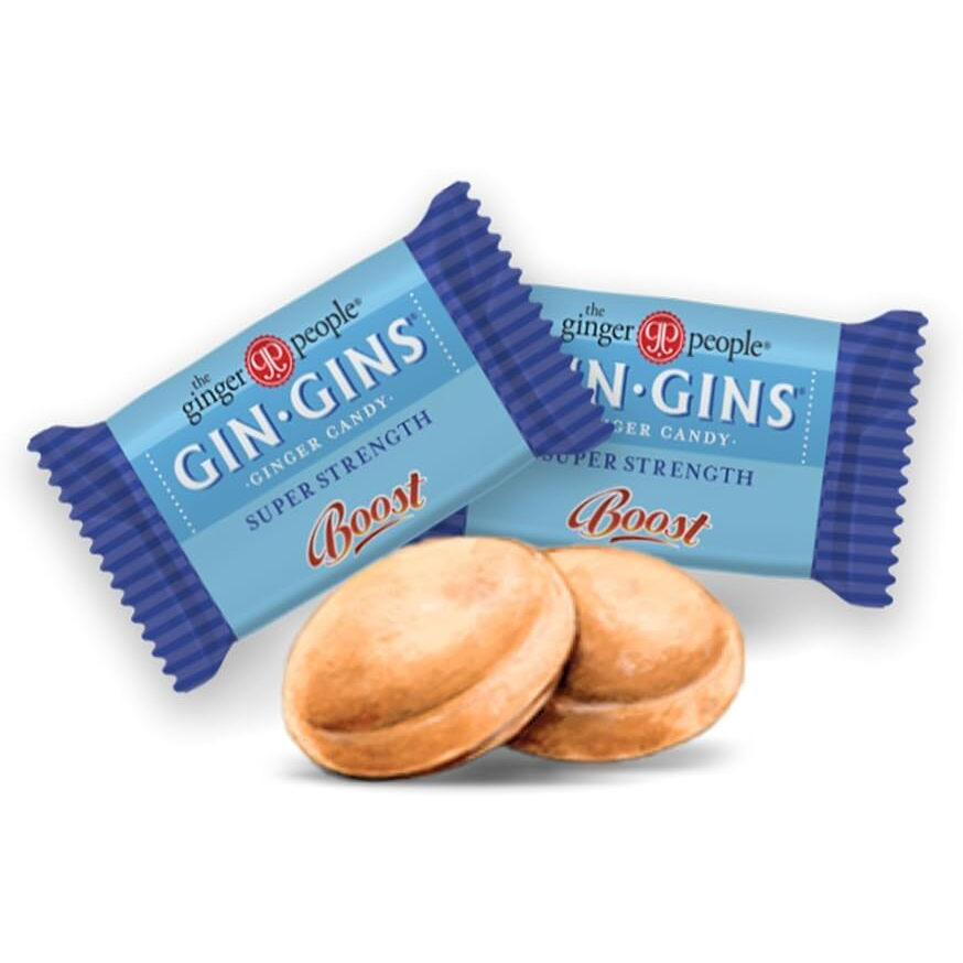 Gin Gins Super Strength Ginger Candy By The Ginger People - Anti-Nausea And Digestion Aid, Individually Wrapped Healthy Candy - Super Strength Ginger Flavor, Large 1 Lb Bag (16Oz) - Pack Of 1
