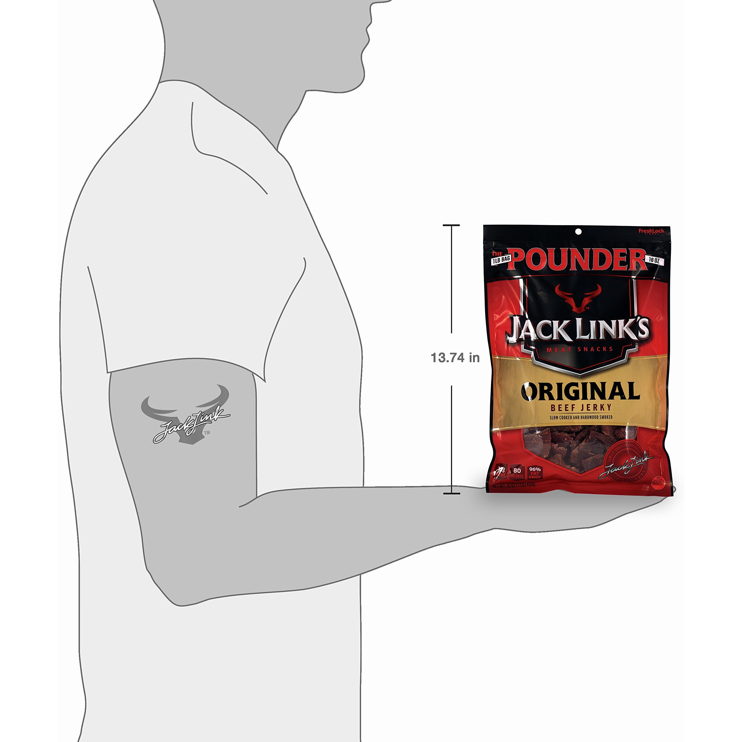 Jack Link's Meat Snacks Beef Jerky, Original, 16 Ounce (Pack Of 1)