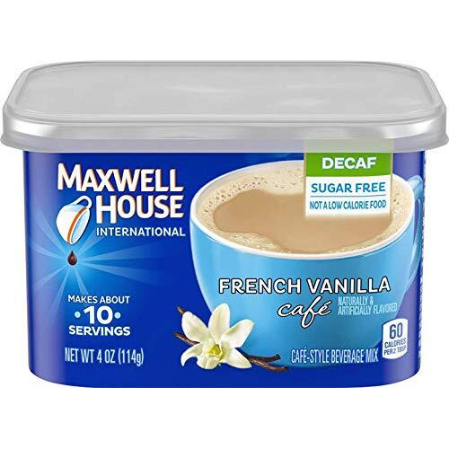 Maxwell House International Cafe Decaffeinated Sugar Free French Vanilla, 4 Oz (Pack Of 8)
