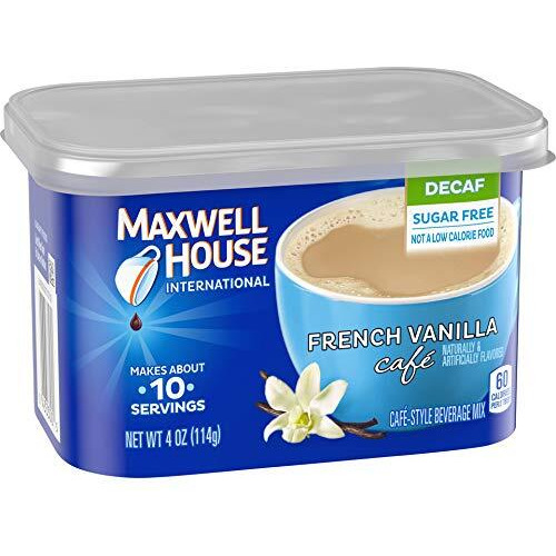 Maxwell House International Cafe Decaffeinated Sugar Free French Vanilla, 4 Oz (Pack Of 8)