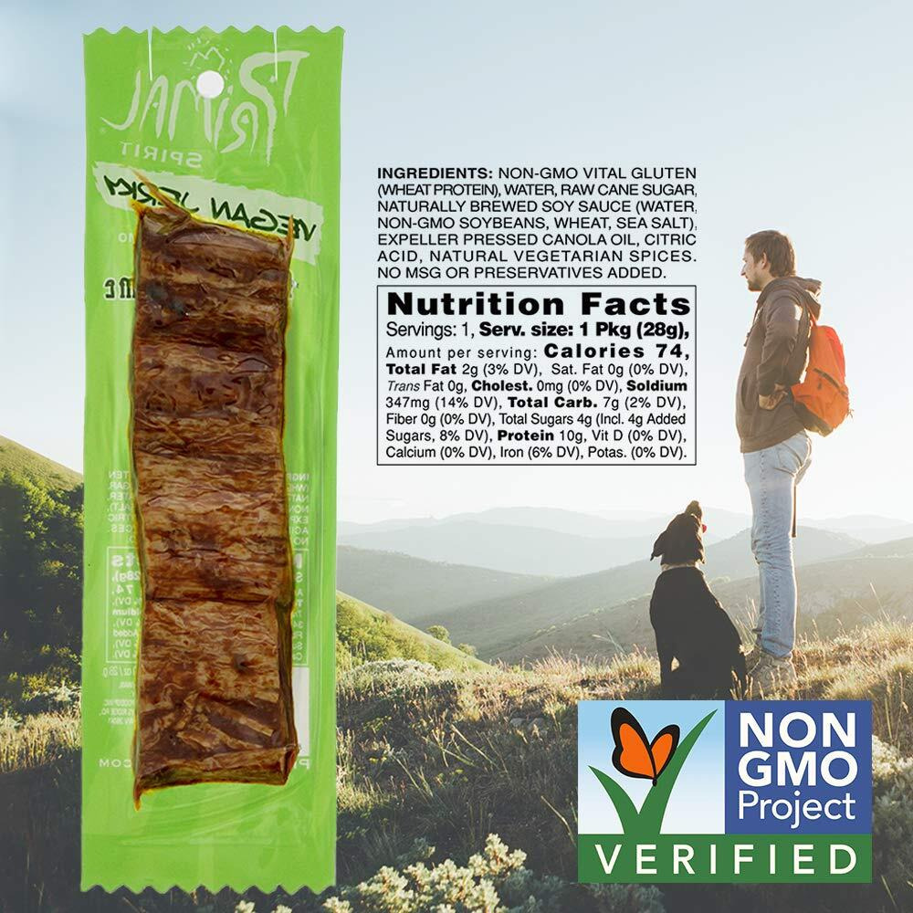 Primal Spirit Vegan Jerky - Classic Flavor    - Mesquite Lime, 10 G. Plant Based Protein, Certified Non-Gmo, No Preservatives, Sports Friendly Packaging (24 Pack, 1 Oz)