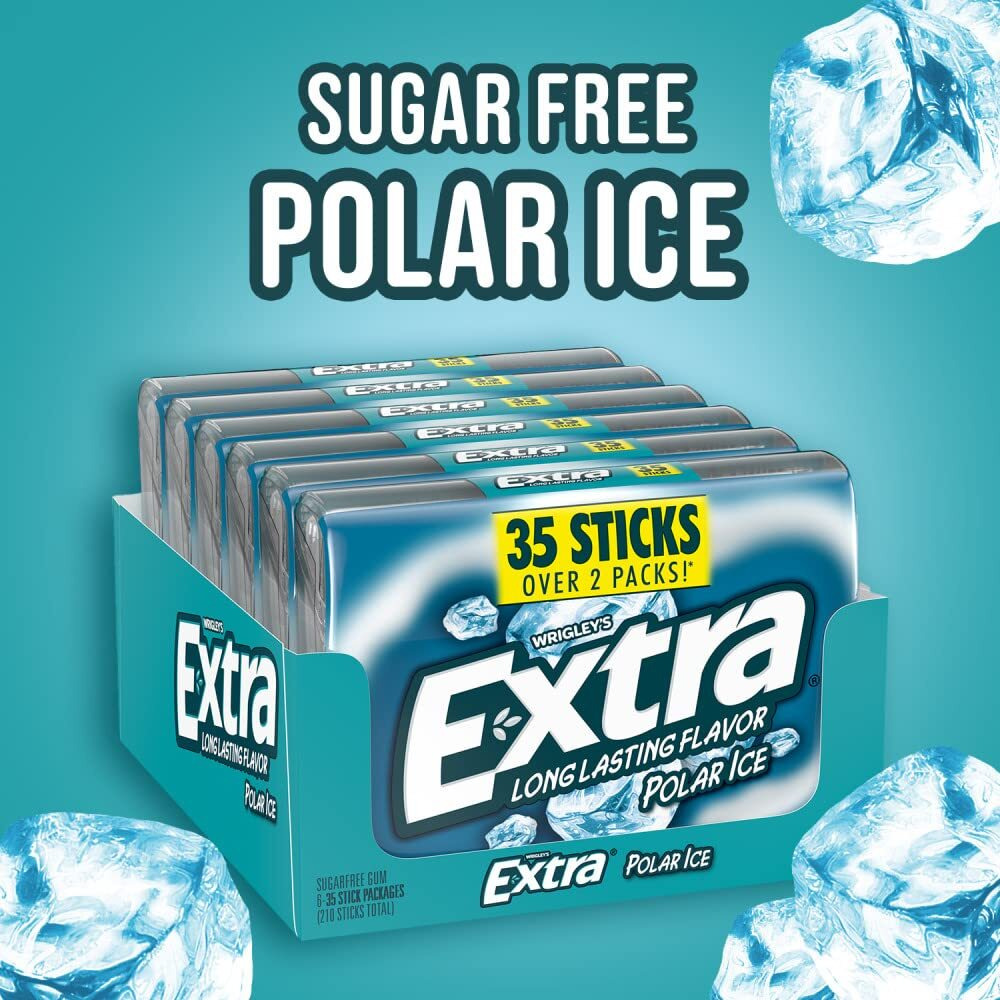 Extra Polar Ice Sugarfree Chewing Gum, 35-Stick Packs (Pack Of 6)