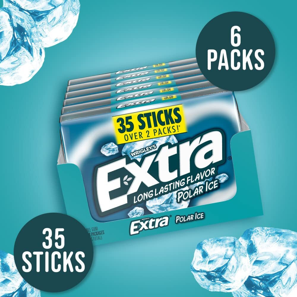 Extra Polar Ice Sugarfree Chewing Gum, 35-Stick Packs (Pack Of 6)