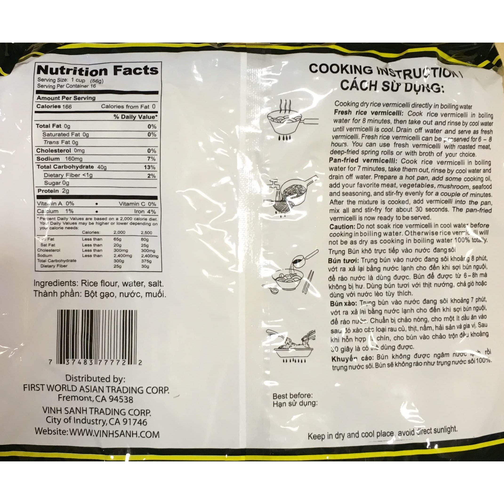 Vietnamese Rice Stick(Vermicelli) Three Ladies Brand 2Lbs