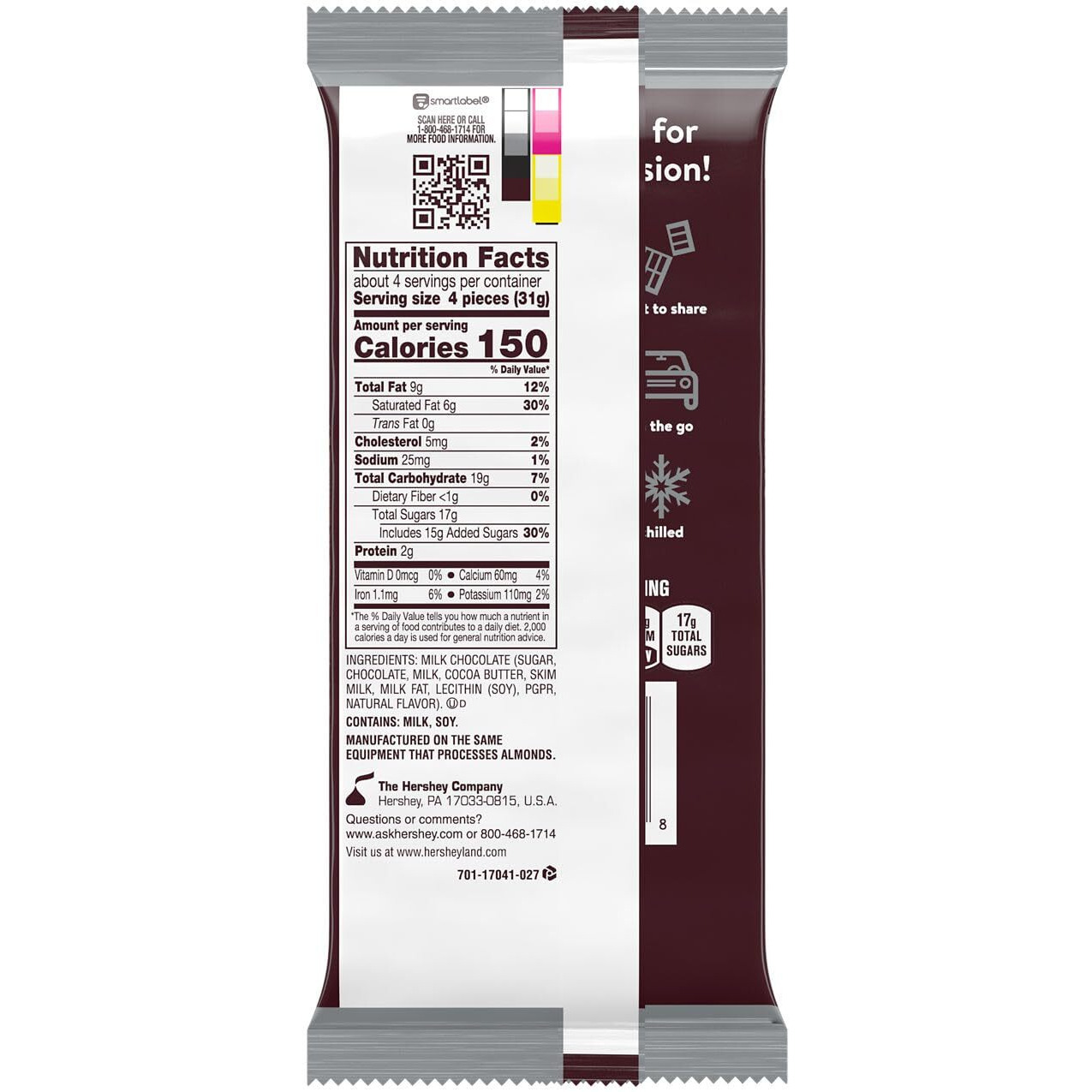 Hershey's Milk Chocolate Xl, Candy Bars, 4.4 Oz (12 Count, 16 Pieces)