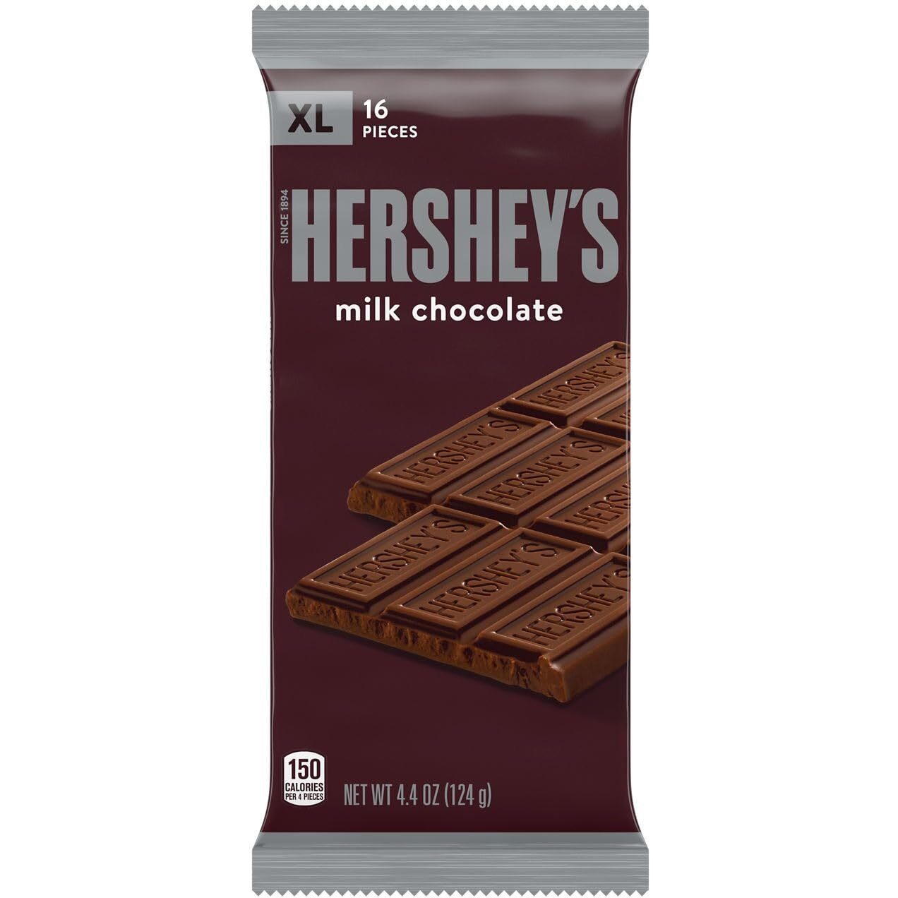 Hershey's Milk Chocolate Xl, Candy Bars, 4.4 Oz (12 Count, 16 Pieces)