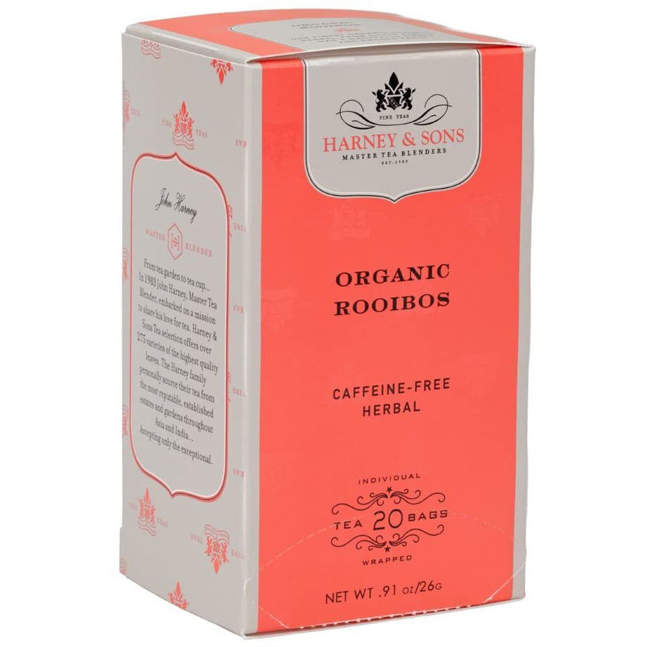 Harney & Sons Premium Tea, Organic Rooibos Herbal Tea, Individually Wrapped Tea Bags, 20/Box