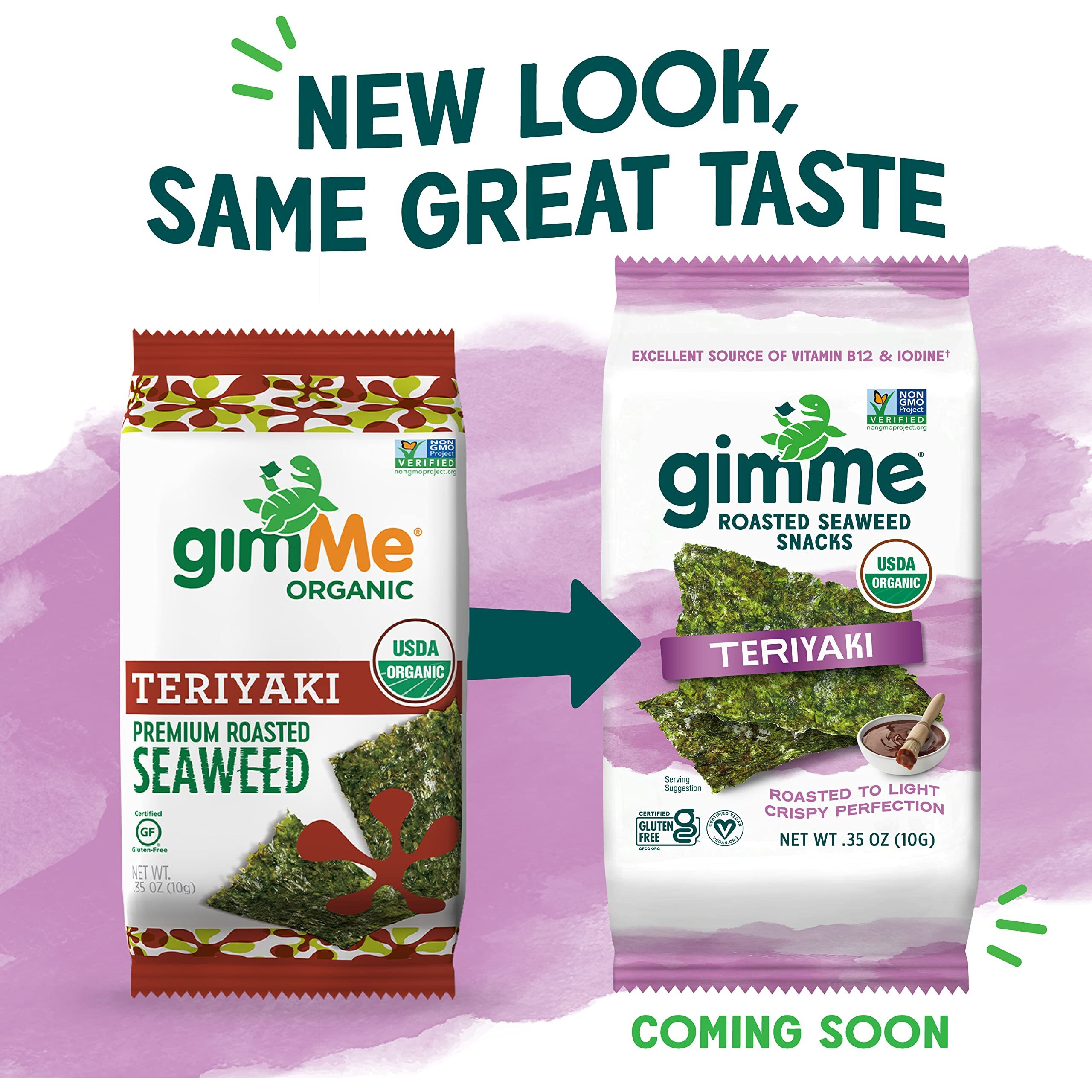 Gimme Organic Roasted Seaweed Sheets - Teriyaki - 12 Count Sharing Packs - Keto, Vegan, Gluten Free -Great Source Of Iodine And Omega 3S - Healthy On-The-Go Snack For Kids & Adults