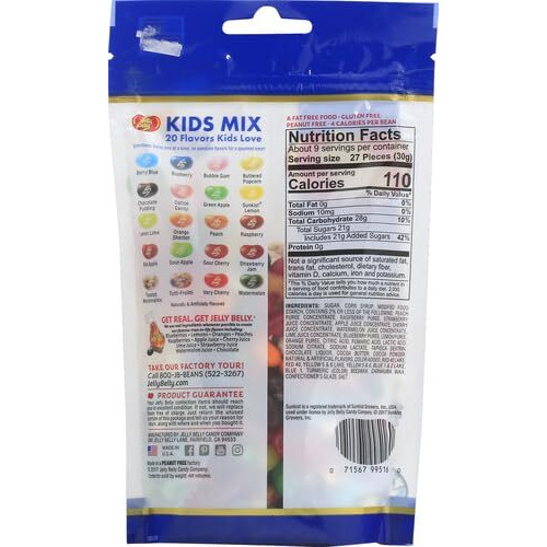 Jelly Belly Kids Mix Jelly Beans, Resealable 9.8 Oz Pouch Bag - 20 Assorted Flavors That Kids Love - Kosher, Peanut Free Candy
