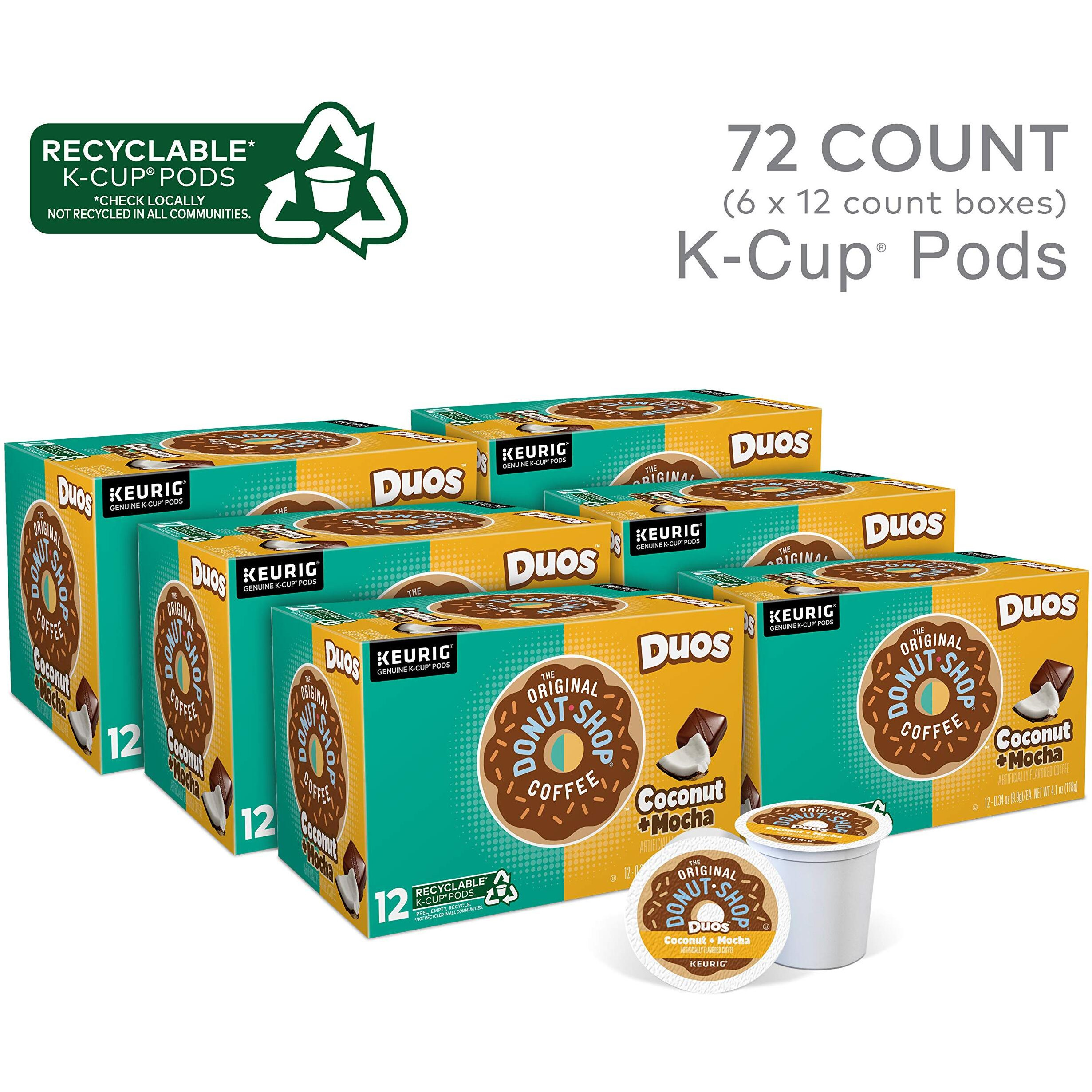 The Original Donut Shop Duos Coconut + Mocha Keurig Single-Serve K-Cup Pods, Medium Roast Coffee, 72 Count (6 Packs Of 12)