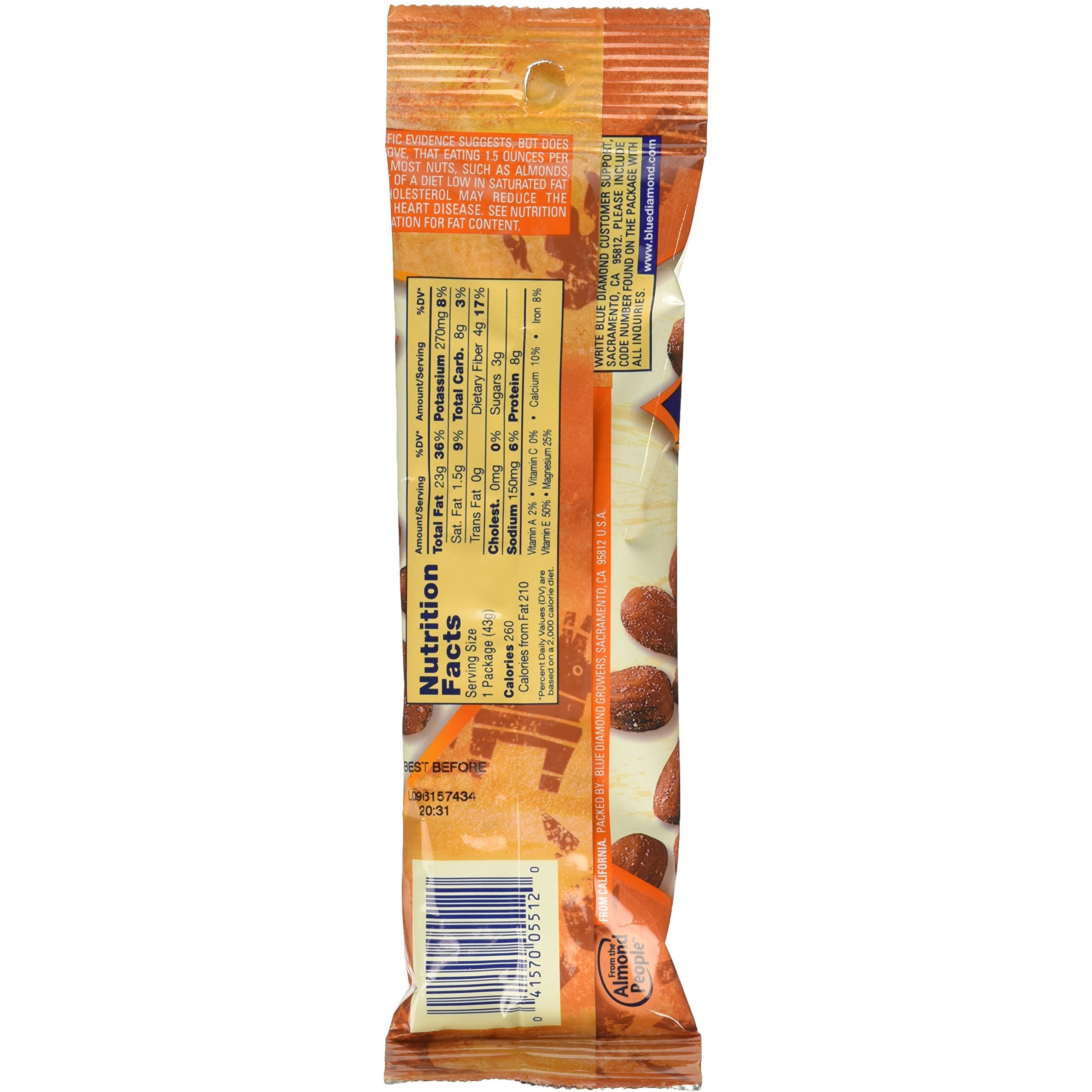 Blue Diamond Bold Almonds, Habanero Bbq, 1.5 Oz Tubes, 12 Tubes Each Box