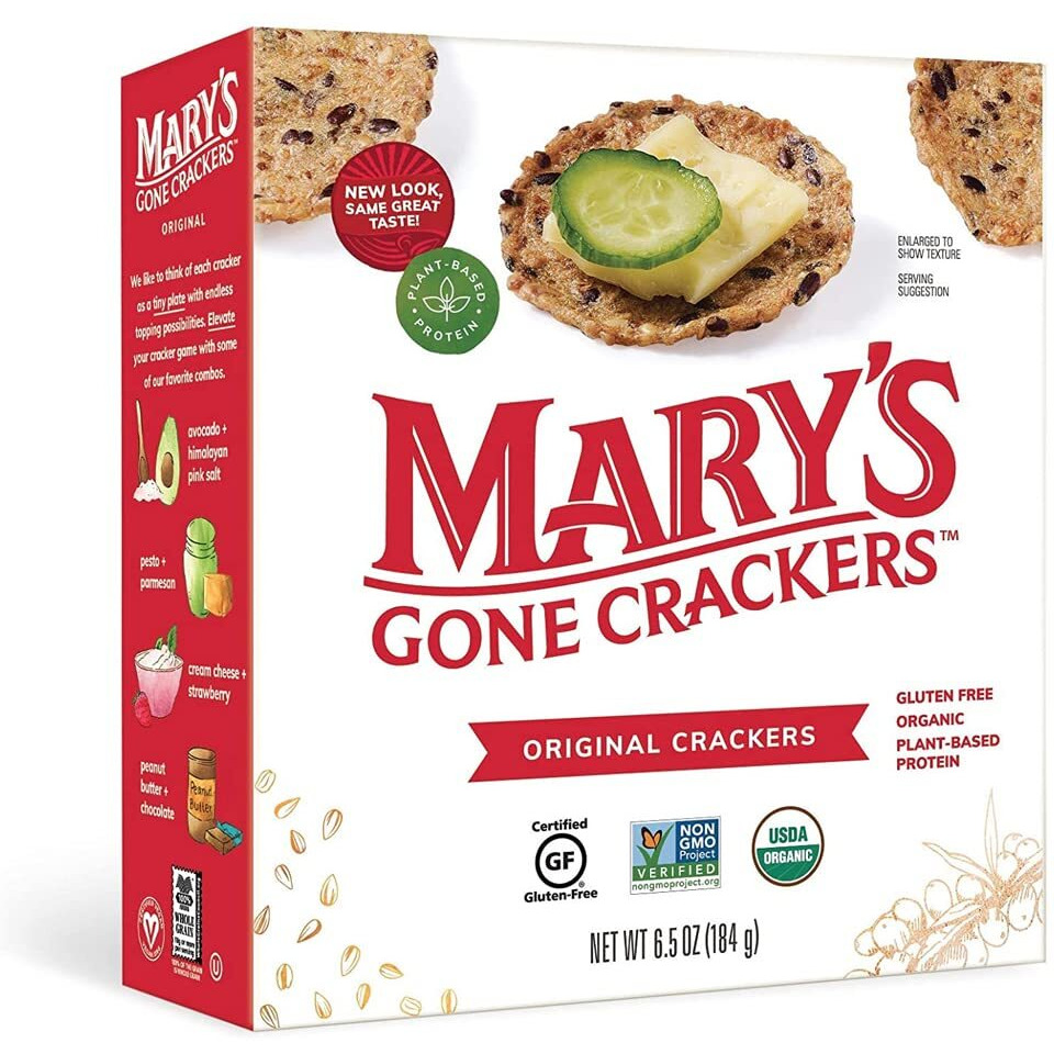 Mary's Gone Crackers Original Crackers, Organic Brown Rice, Flax & Sesame Seeds, Gluten Free, 6.5 Ounce (Pack Of 1)