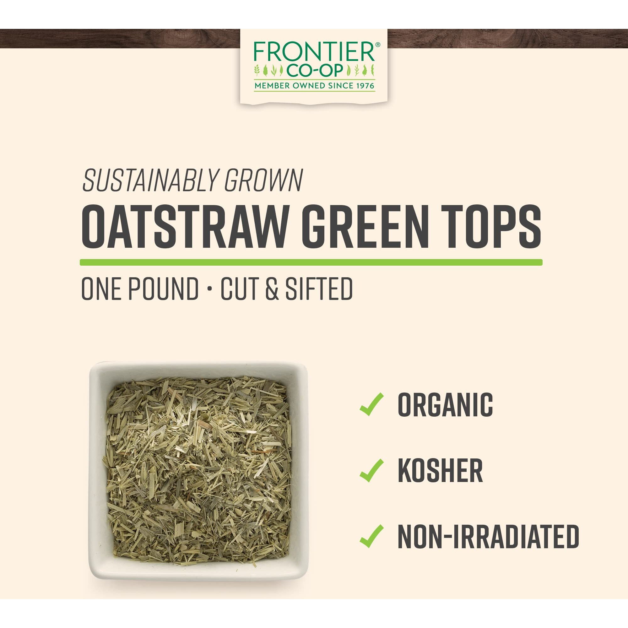 Frontier Co-Op Organic Cut & Sifted Oatstraw Green Tops 1Lb