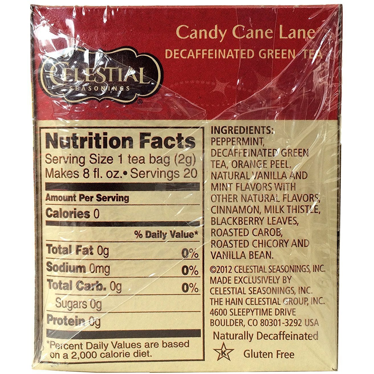 Celestial Seasonings Tea Decaf Candy Cane Lane (Pack Of 3)