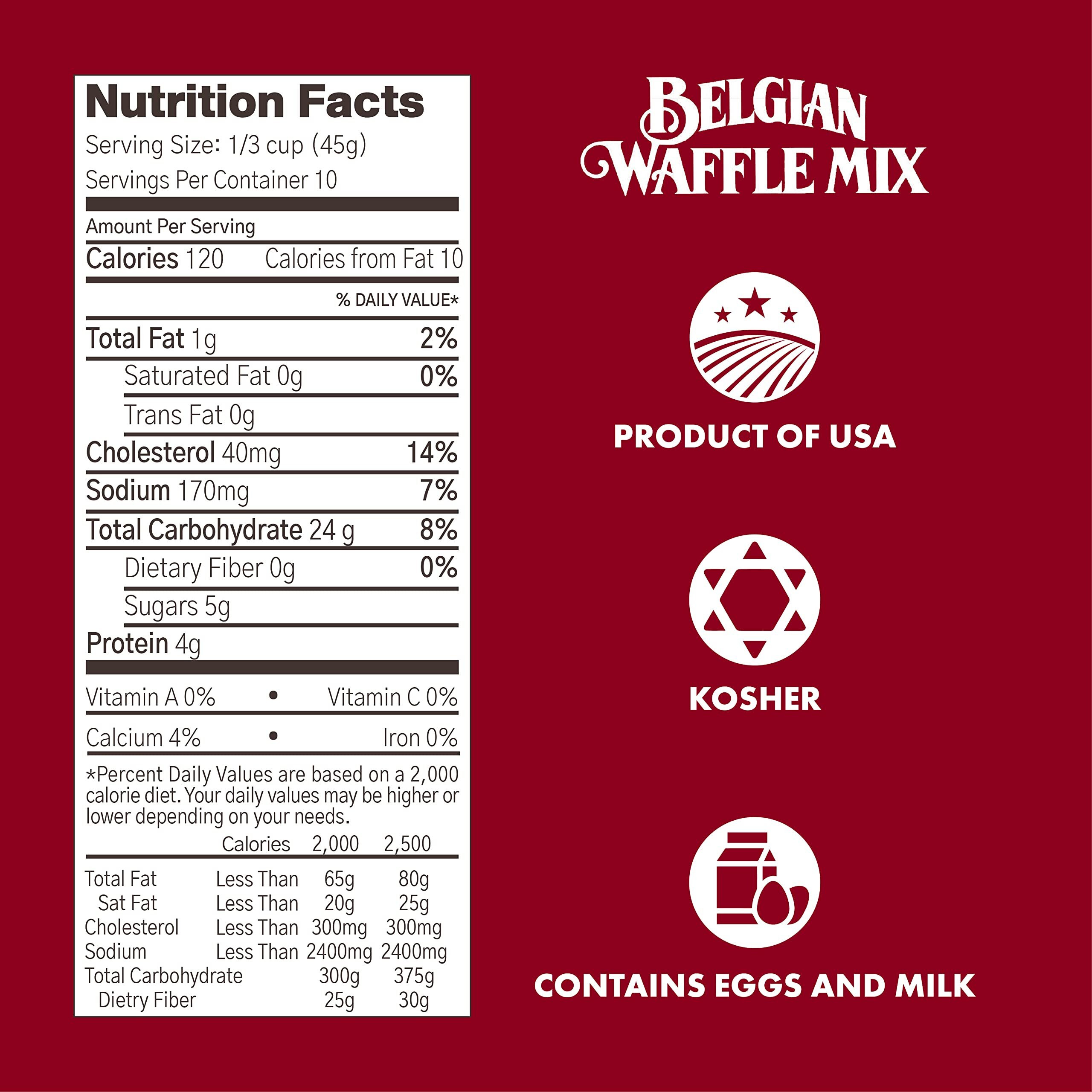 Classique Fare Belgian Waffle Mix - Makes Light And Crisp Waffles, Pancakes, Muffins & Crepes - Works With Waffle Maker - Fast And Fresh Breakfast Foods - 16 Oz Box