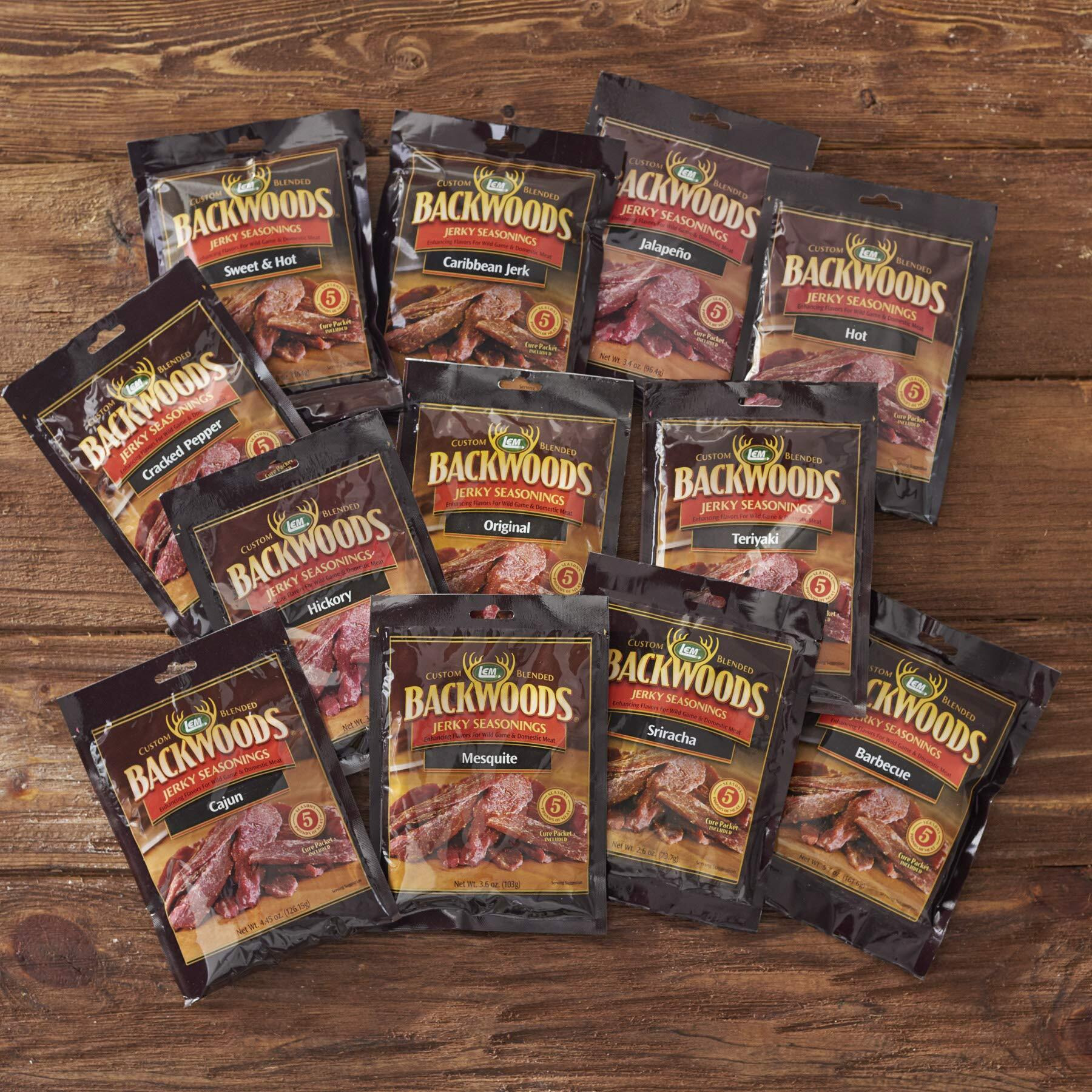 Lem Products Backwoods Sweet & Hot Jerky Seasoning, Ideal For Wild Game And Domestic Meat, Seasons Up To 5 Pounds Of Meat, 5.8 Ounce Packet With Pre-Measured Cure Packet Included