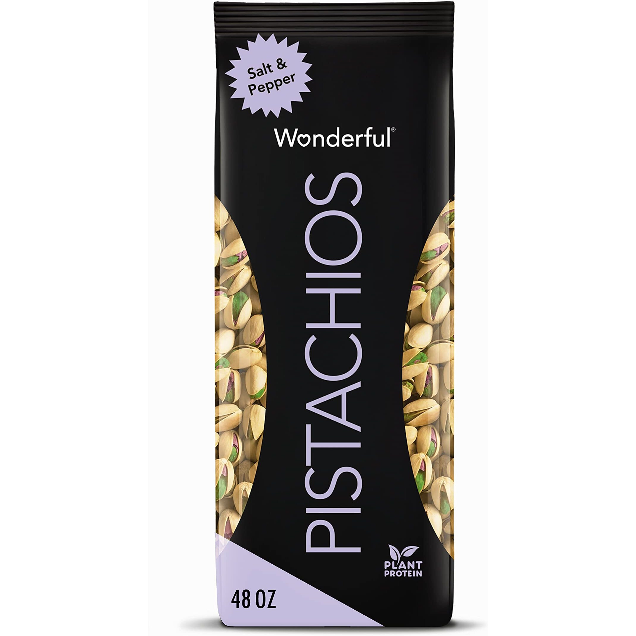 Wonderful Pistachios In Shell, Salt & Pepper, 48 Ounce Resealable Bag, Healthy Snack, Protein Snack, Pantry Staple (48 Oz)