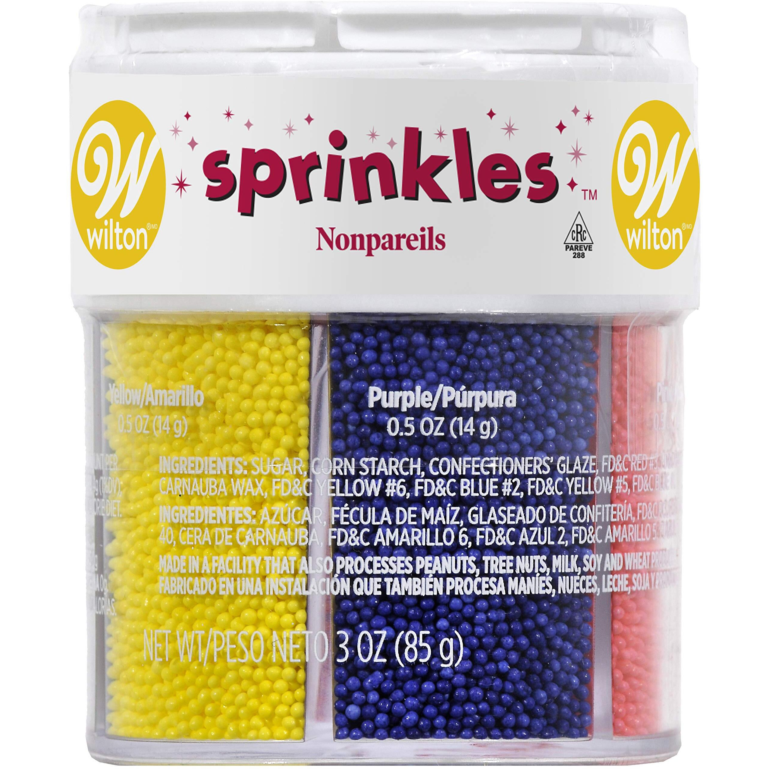 Wilton Nonpareils 6 Mix Sprinkle Assortment Baking Supplies, 3/(85 G), Orange, Kosher